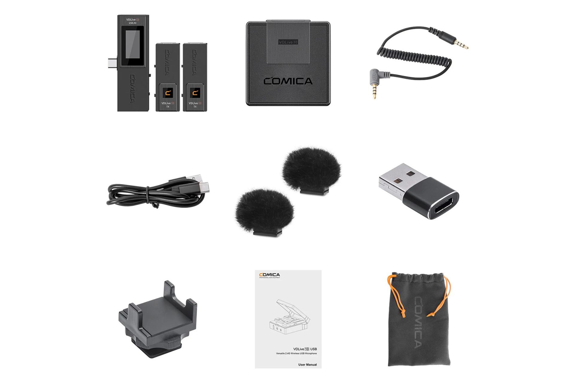 محتویات همراه میکروفون کامیکا VDLive10 USB