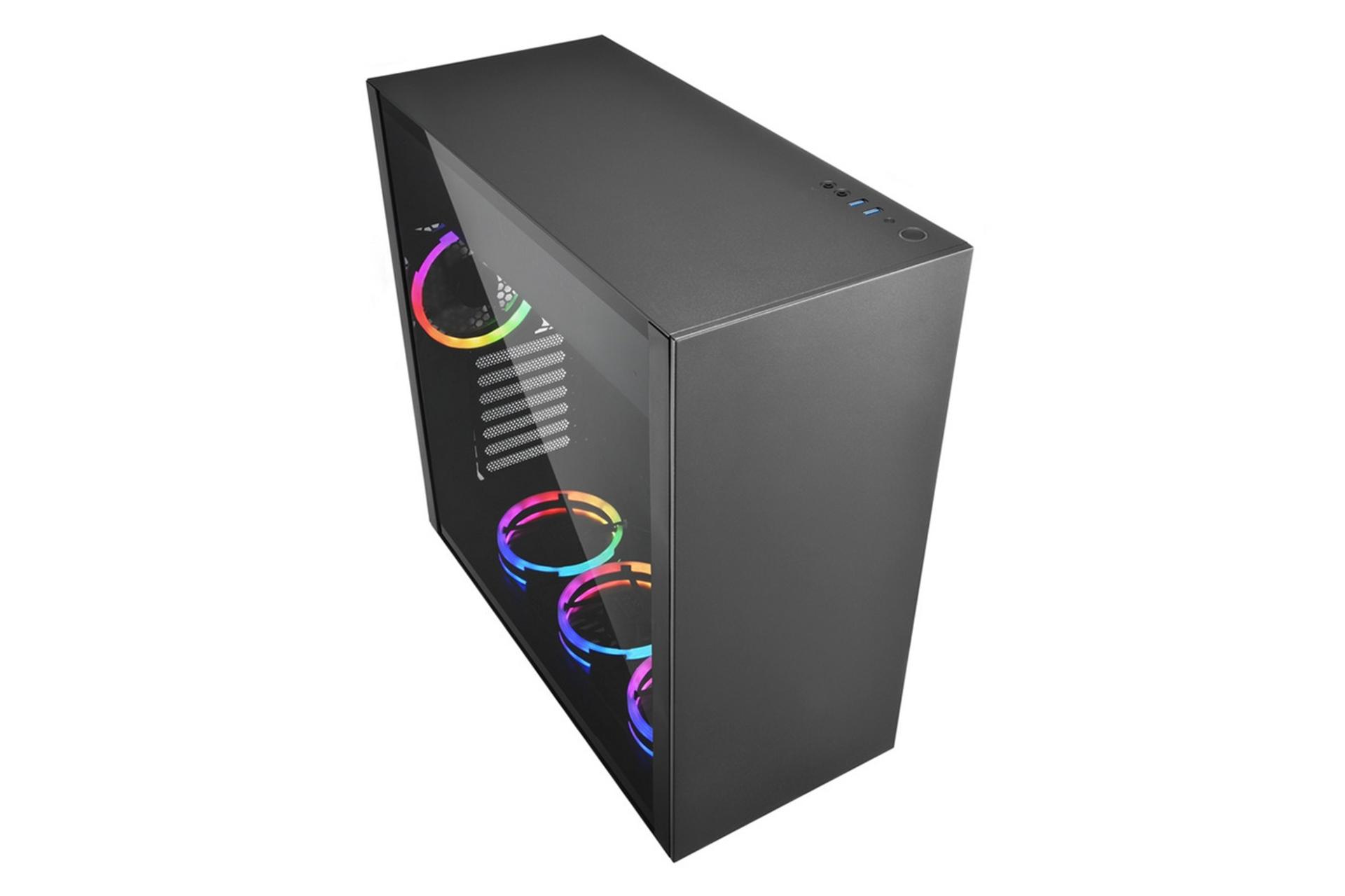 نمای نیم رخ جلو، بالا و سمت چپ کیس کامپیوتر شارکن PURE STEEL RGB