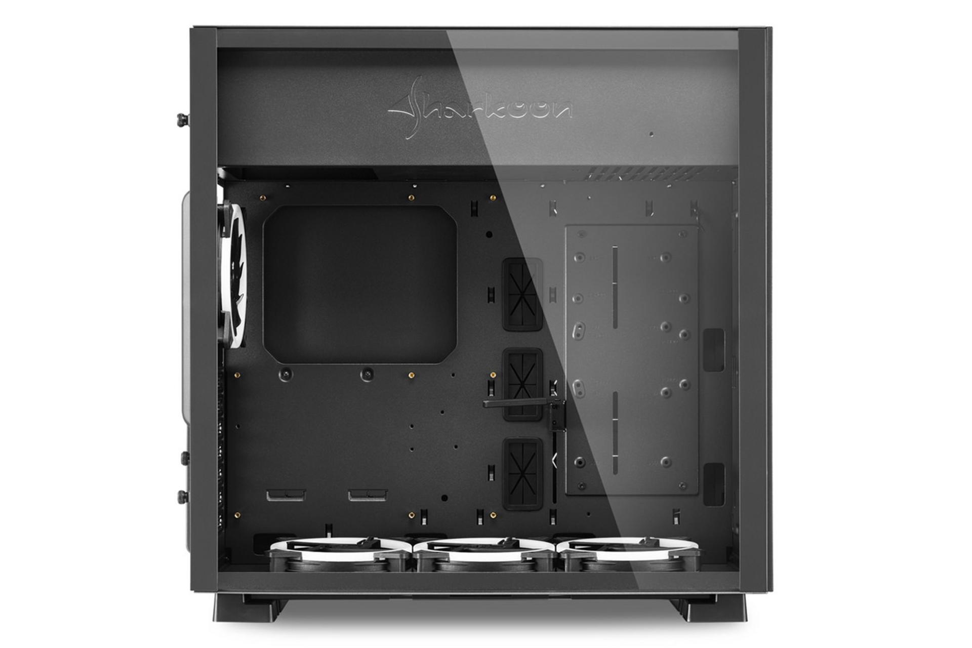 نمای داخل پنل شیشه‌ای سمت چپ کیس کامپیوتر شارکن PURE STEEL RGB