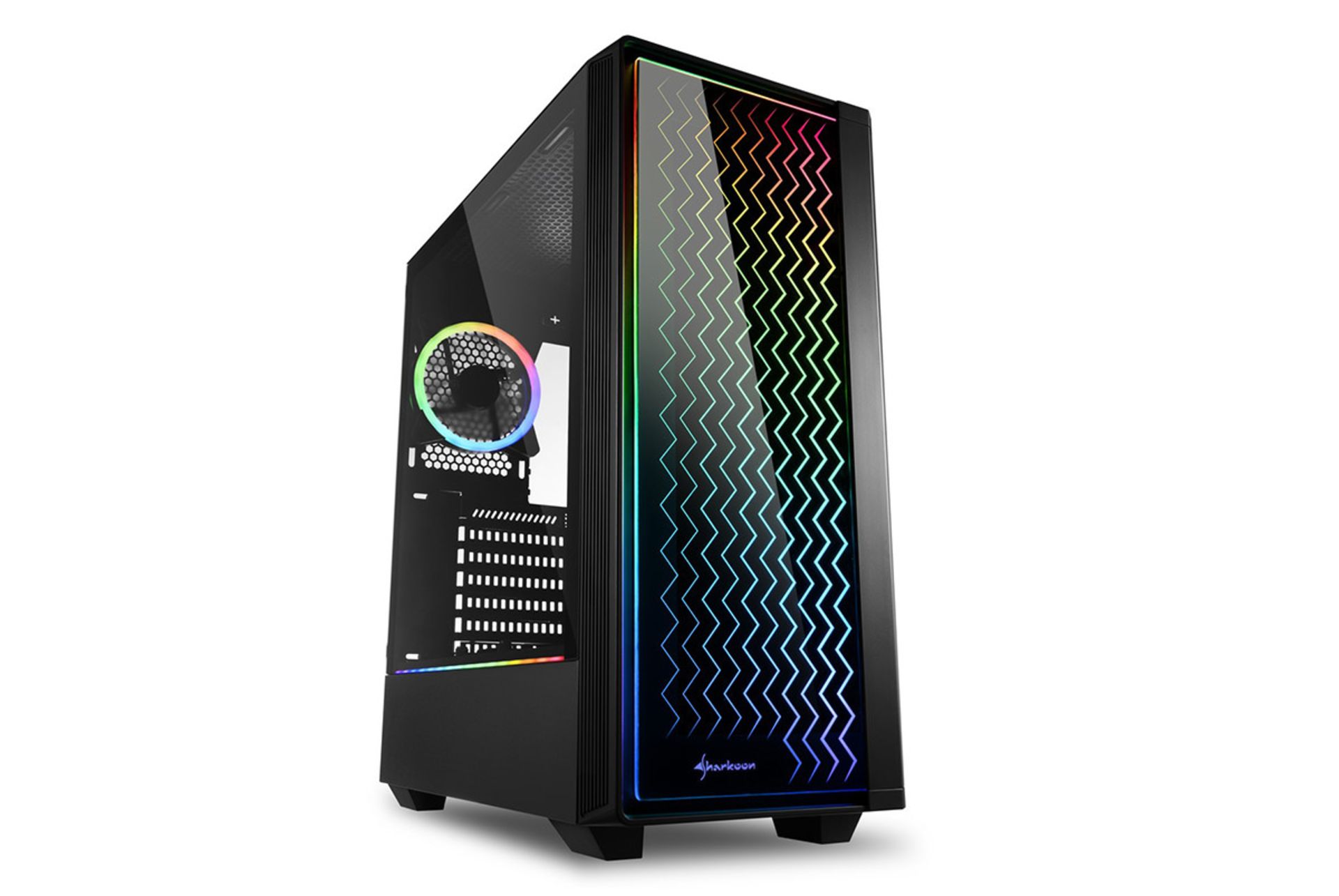 نمای نیم رخ جلو و سمت چپ کیس کامپیوتر شارکن RGB LIT 200