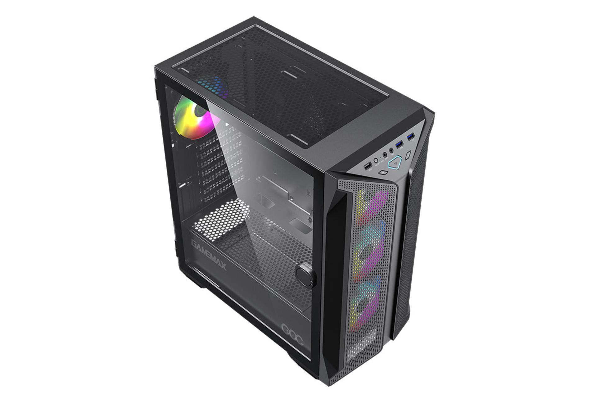 نمای نیم رخ بالا، جلو و سمت چپ کیس کامپیوتر گیم مکس Brufen C1