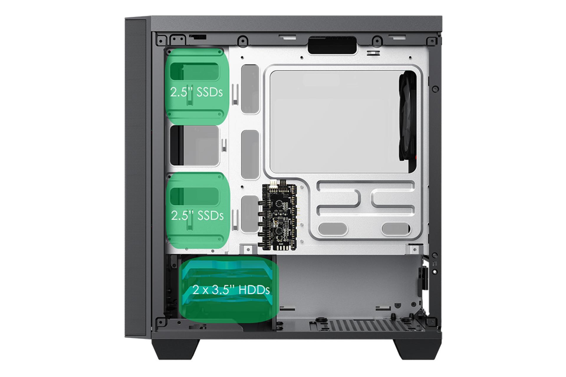 نمای داخل سمت راست کیس کامپیوتر گیم مکس Aero Mini