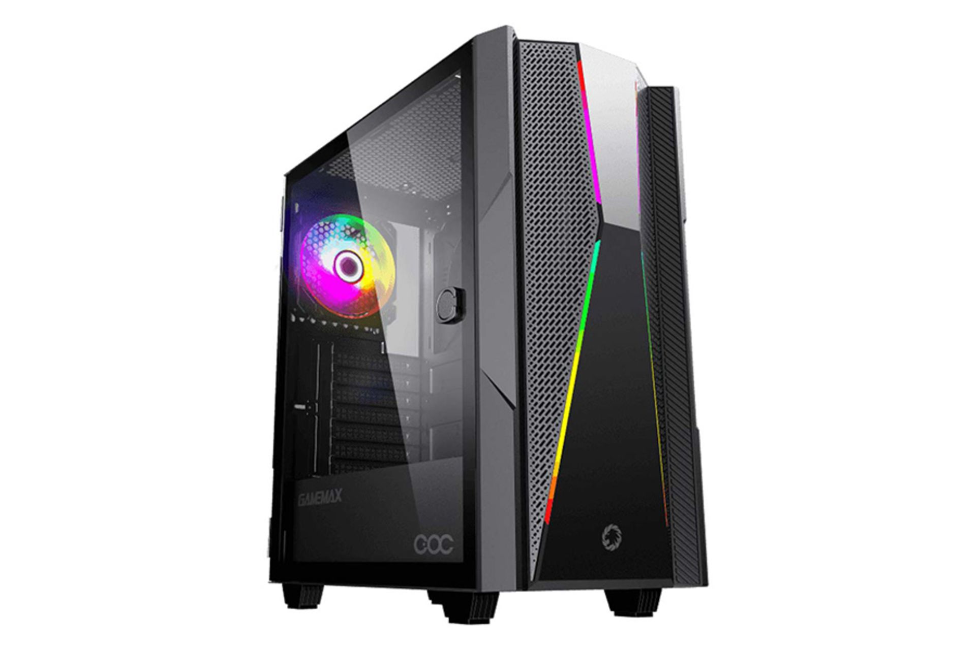 نمای نیم رخ جلو و سمت چپ کیس کامپیوتر گیم مکس Typhoon COC