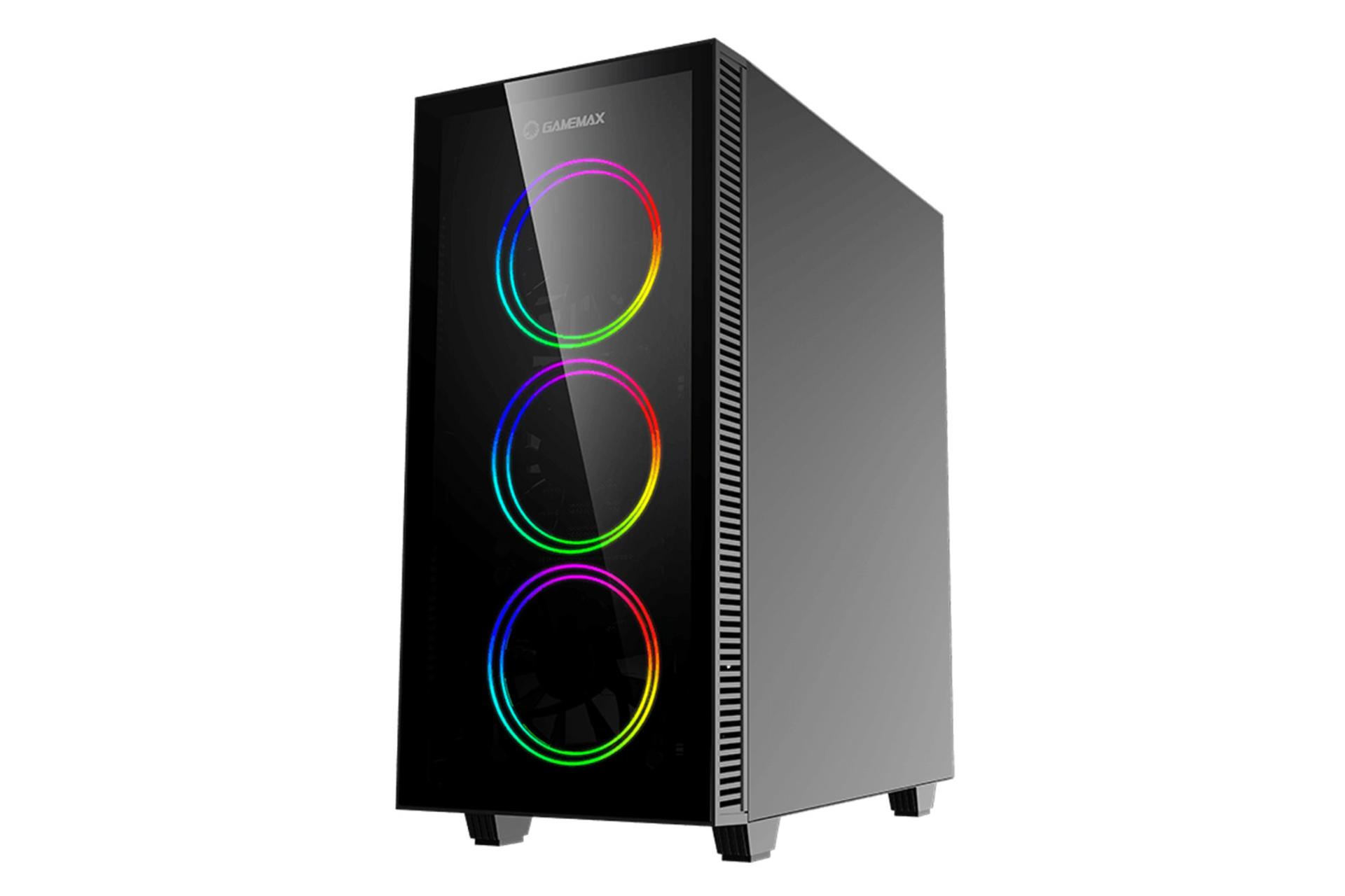 نمای نیم رخ جلو و سمت راست کیس کامپیوتر گیم مکس Draco XD