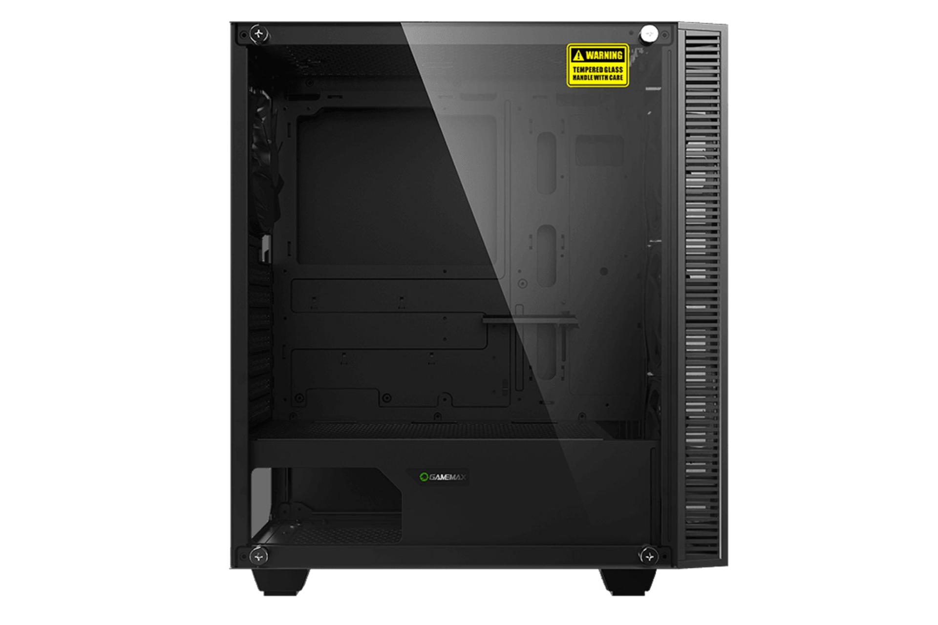 نمای درب شیشه ای سمت چپ کیس کامپیوتر گیم مکس Draco XD