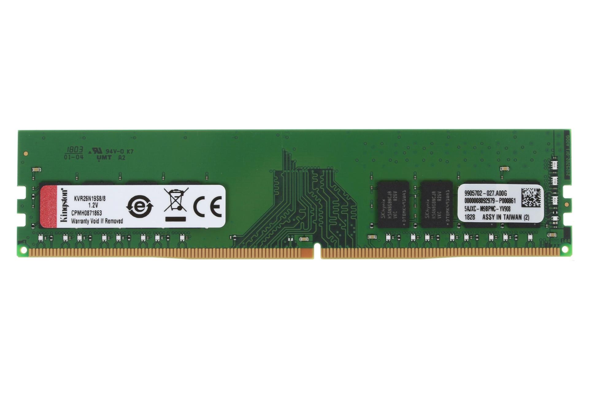 رم کینگستون ValueRAM KVR26N19S8/8 ظرفیت 8 گیگابایت از نوع DDR4-2666