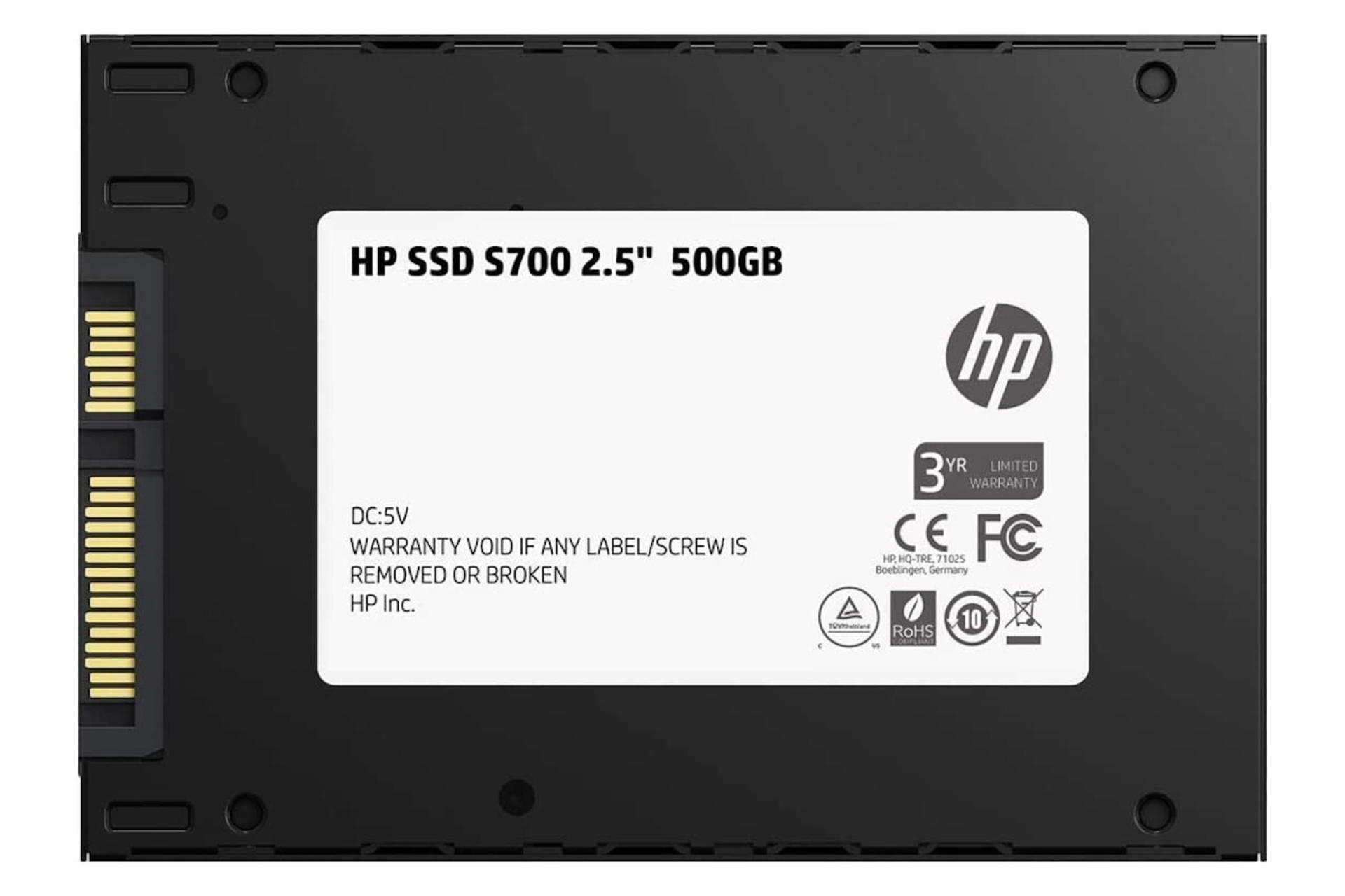 پشت SSD اچ پی HP S700 SATA 2.5 Inch 500GB ظرفیت 500 گیگابایت