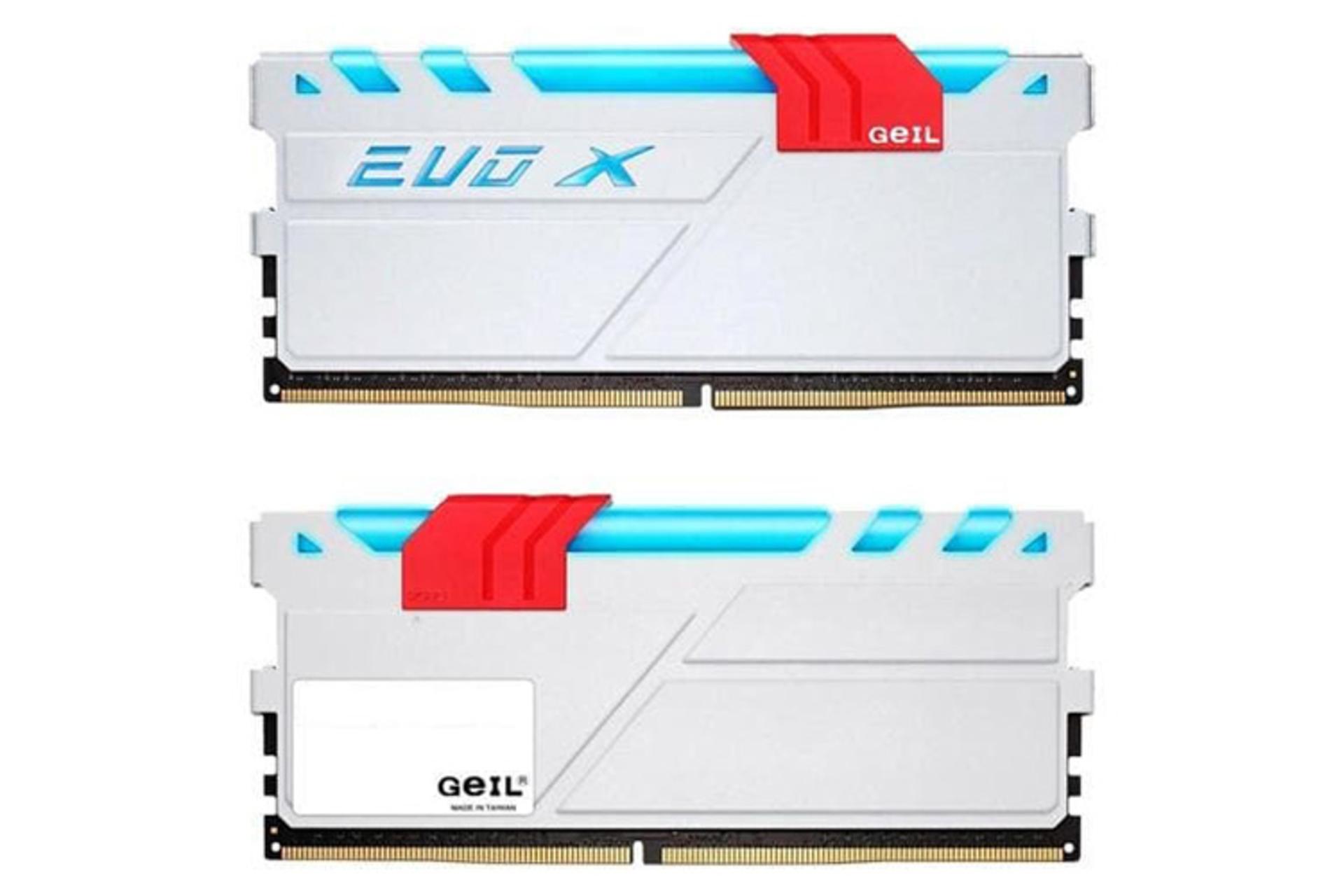 رنگ سفید رم گیل GEIL EVO X 16GB (2x8) DDR4-3200 CL16