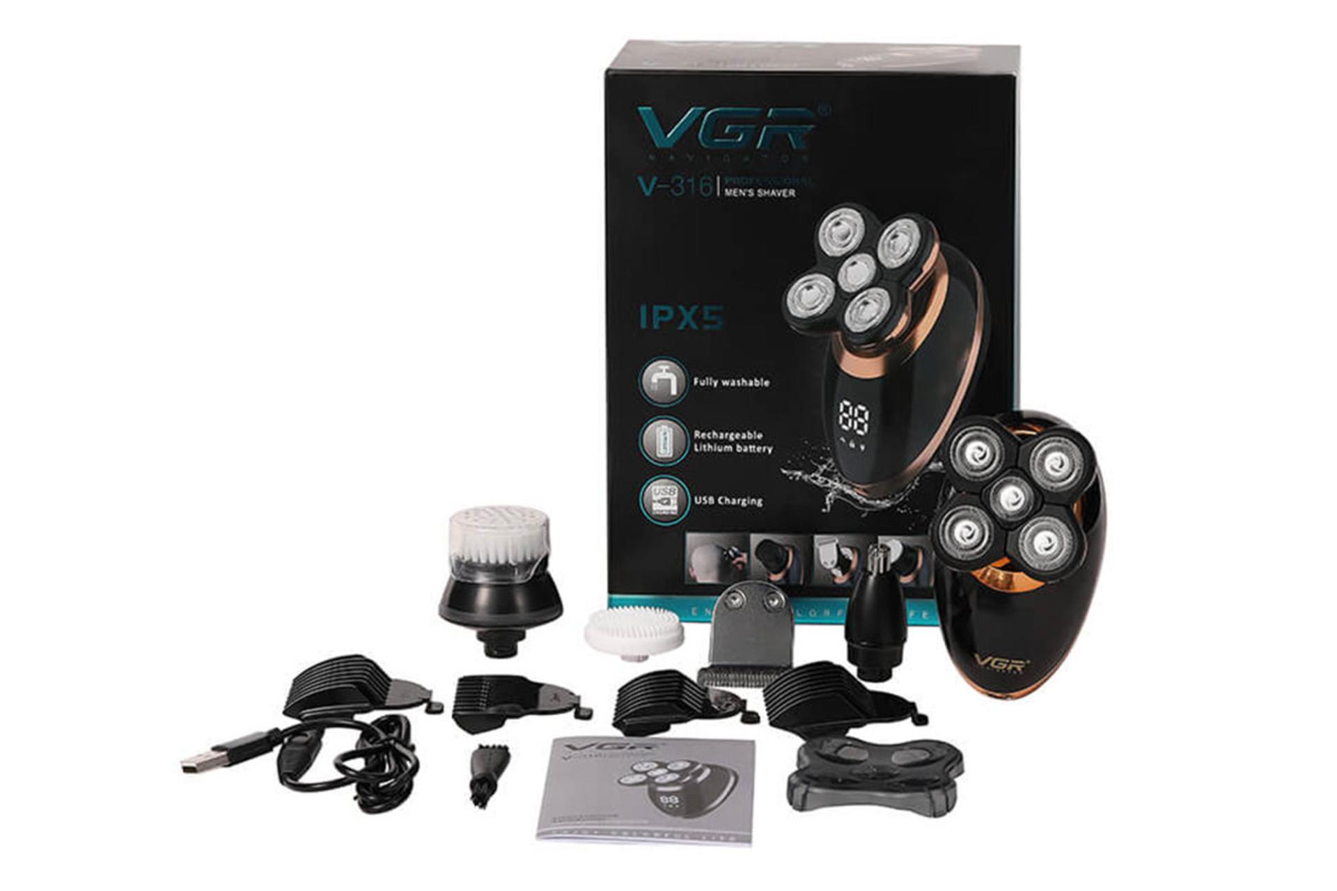 ماشین اصلاح و ریش تراش وی جی ار VGR V-316 بسته بندی