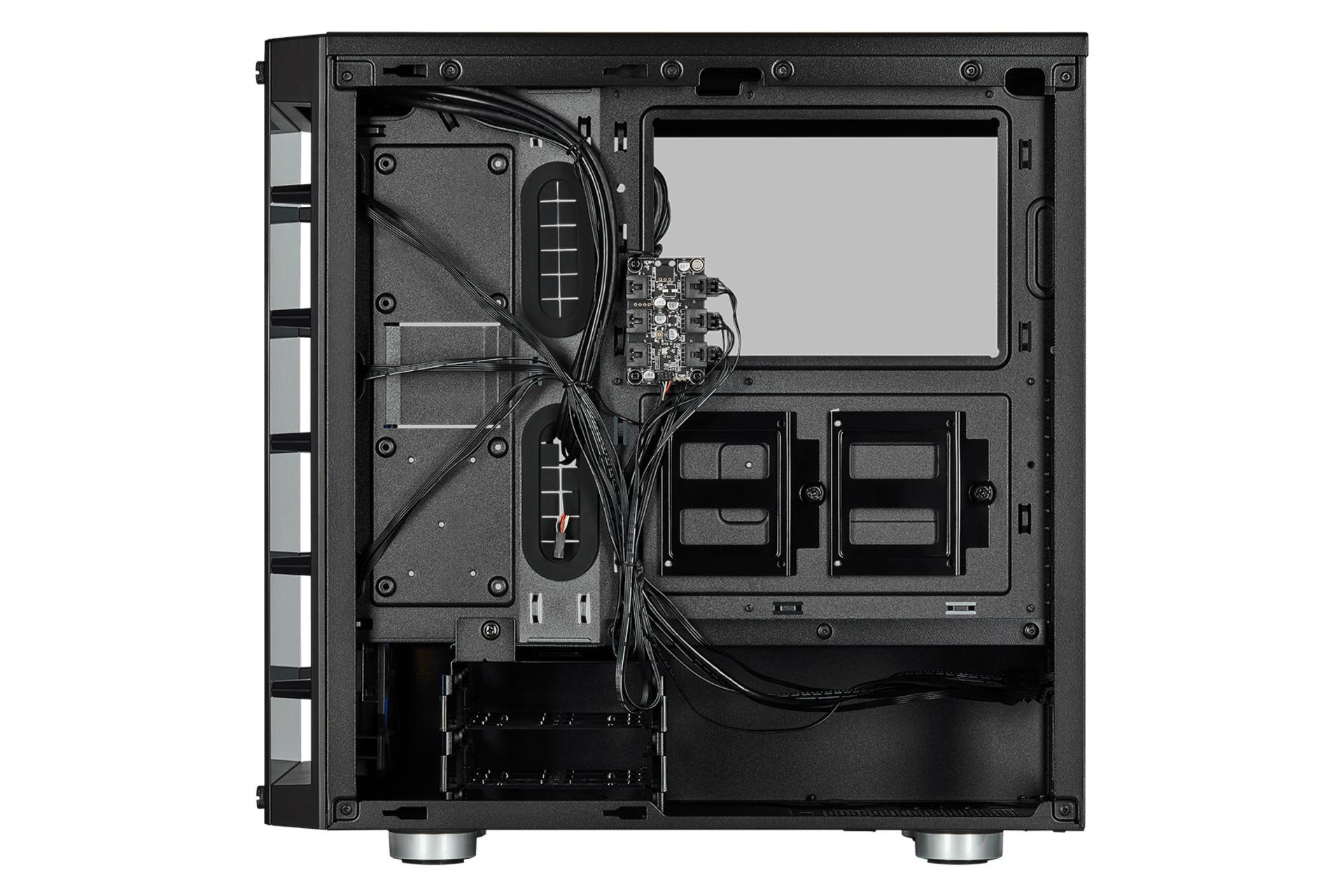 نمای داخل سمت راست کیس کامپیوتر کورسیر iCUE 465X RGB