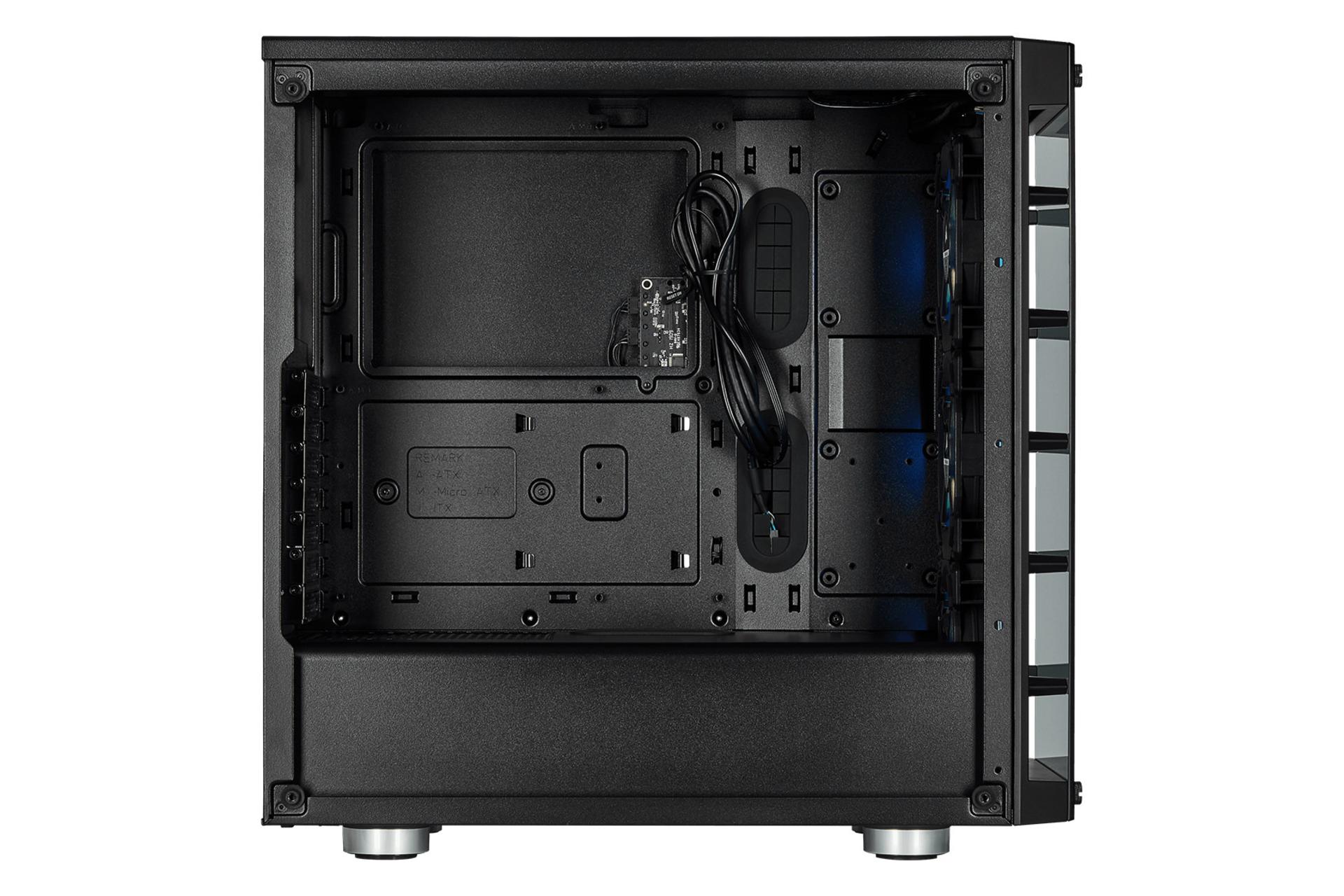 نمای داخل سمت چپ کیس کامپیوتر کورسیر iCUE 465X RGB