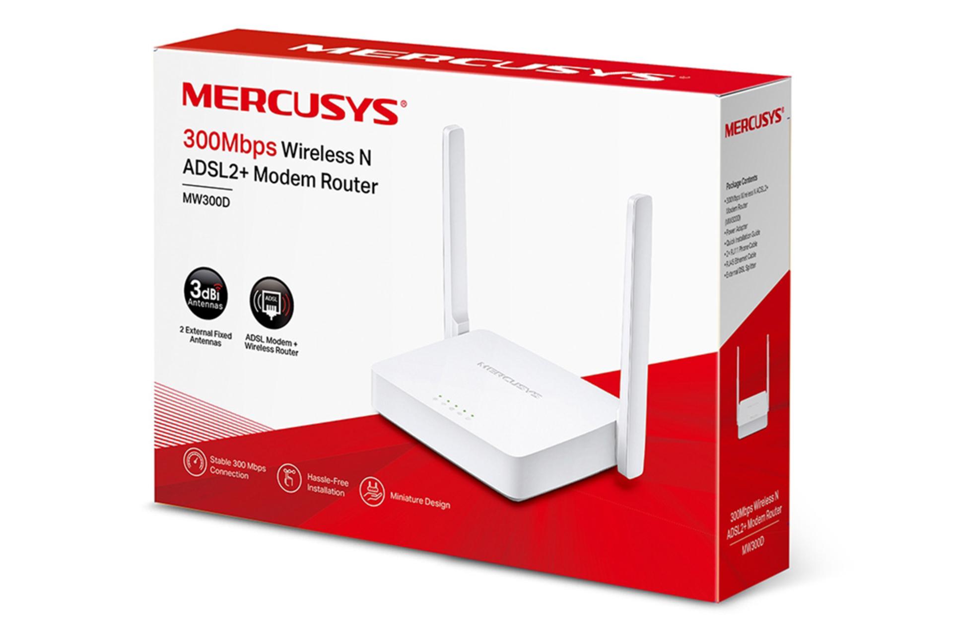 بسته‌بندی مودم - روتر مرکوسیس MERCUSYS MW300D