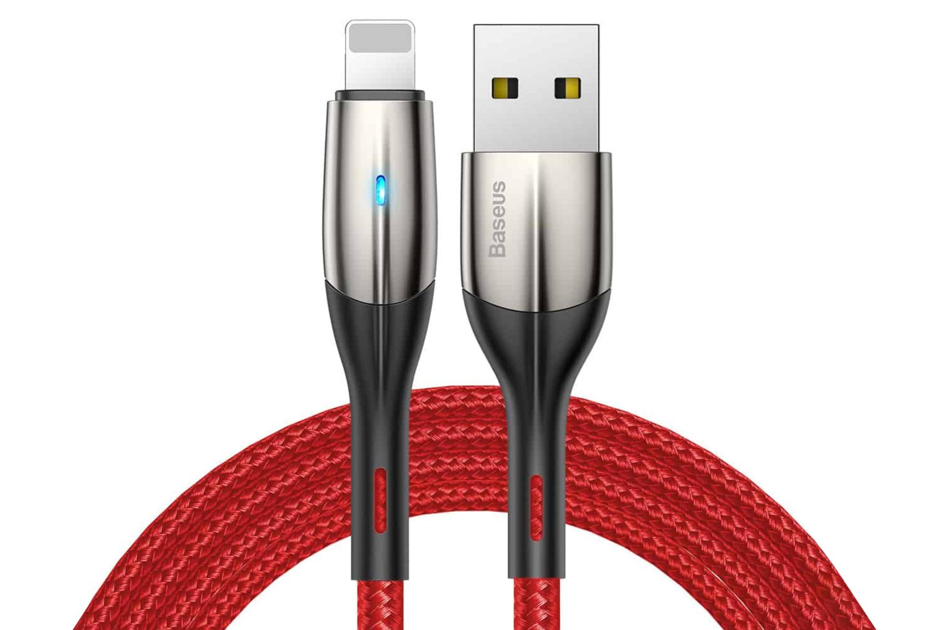 کابل شارژ USB باسئوس USB به Lightning مدل Horizontal با طول 2 متر قرمز
