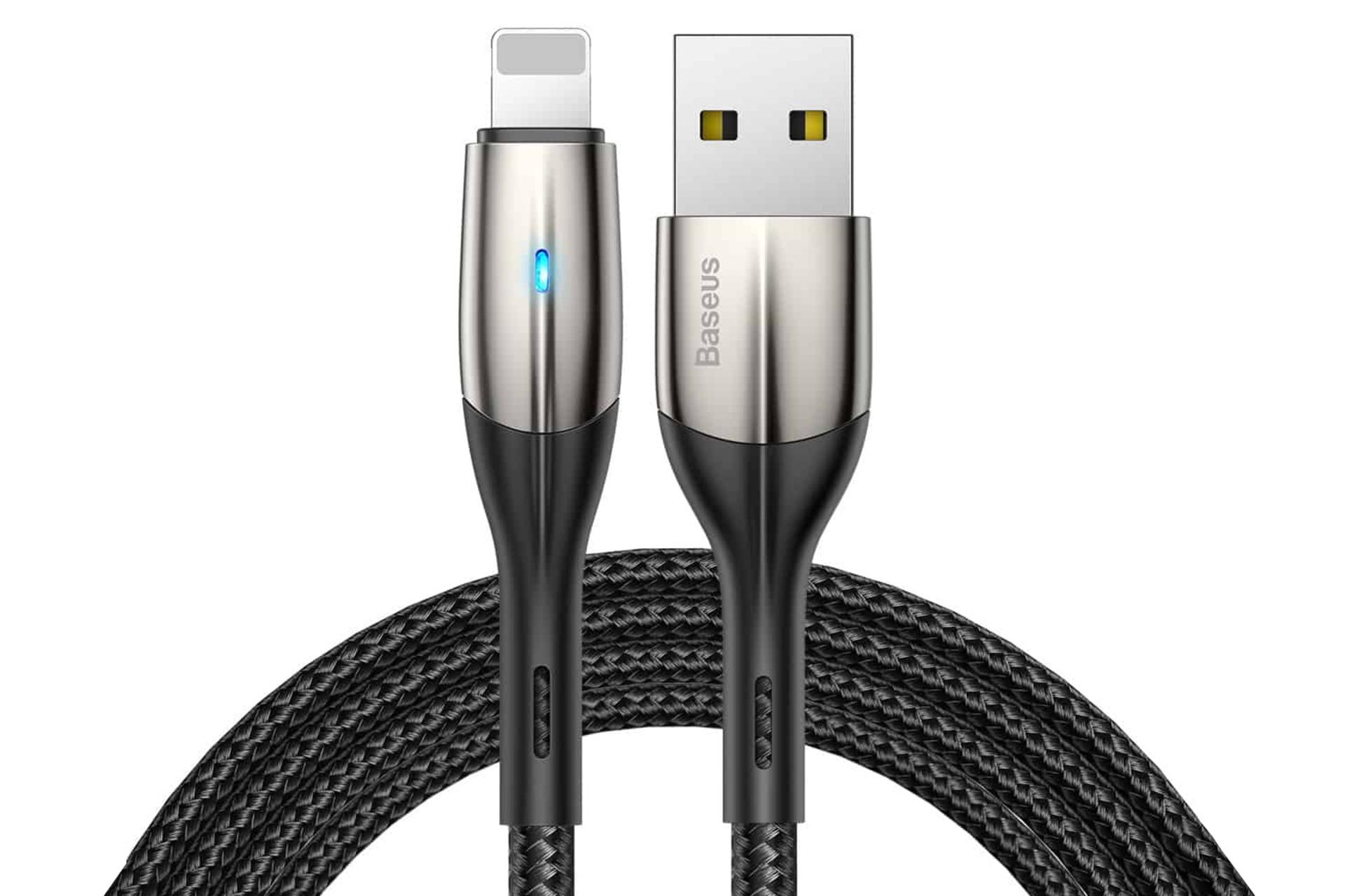 کابل شارژ USB باسئوس USB به Lightning مدل Horizontal با طول 2 متر مشکی