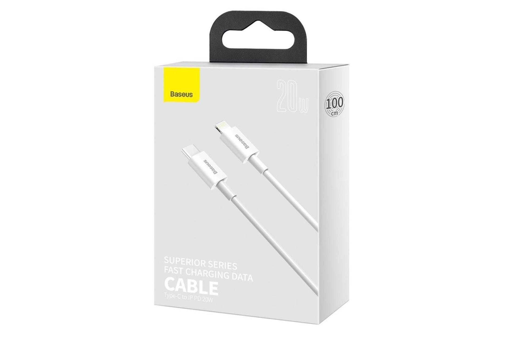 جعبه کابل شارژ USB باسئوس Type-C به Lightning مدل Superior با طول 1 متر