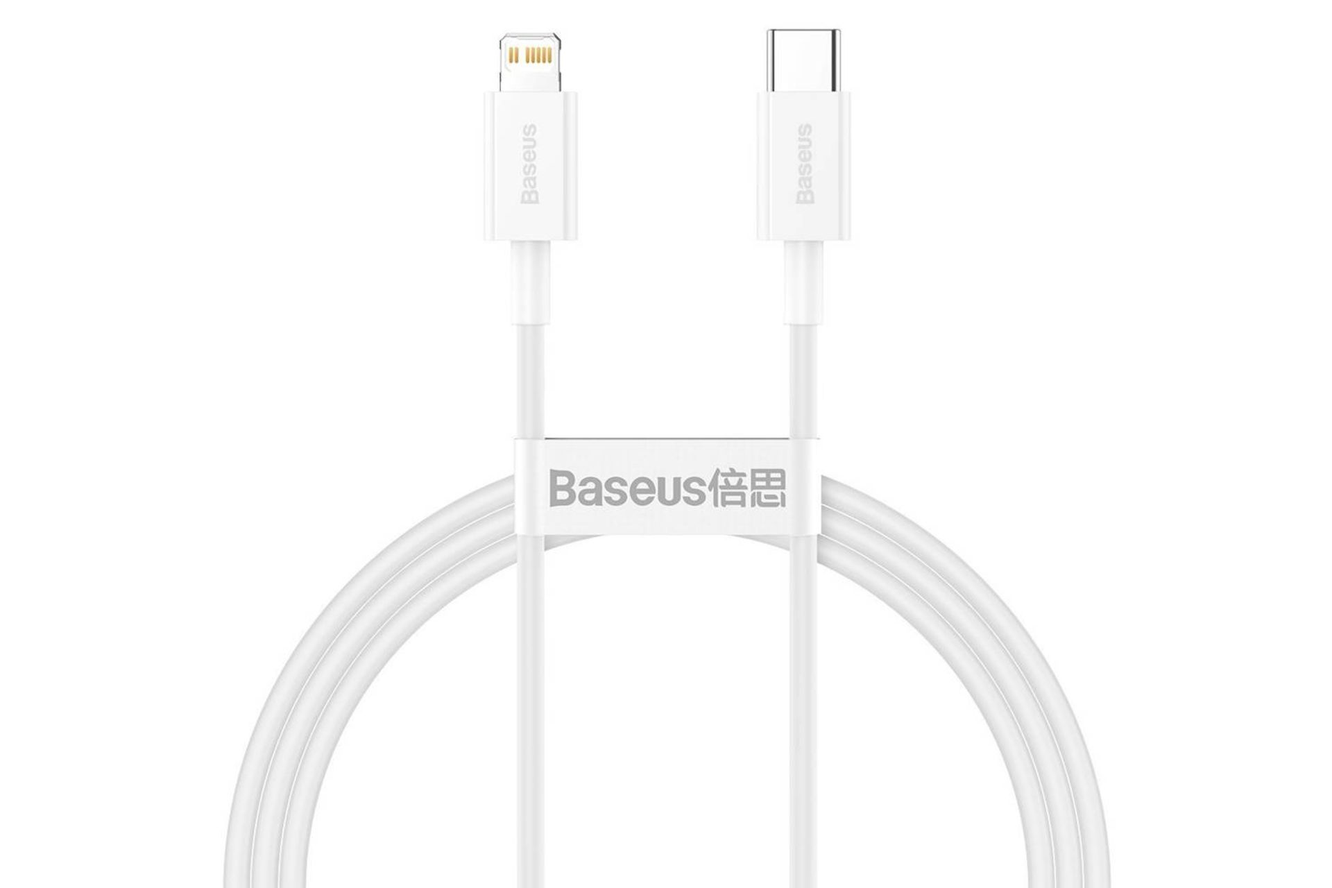 کابل شارژ USB باسئوس Type-C به Lightning مدل Superior با طول 1 متر سفید