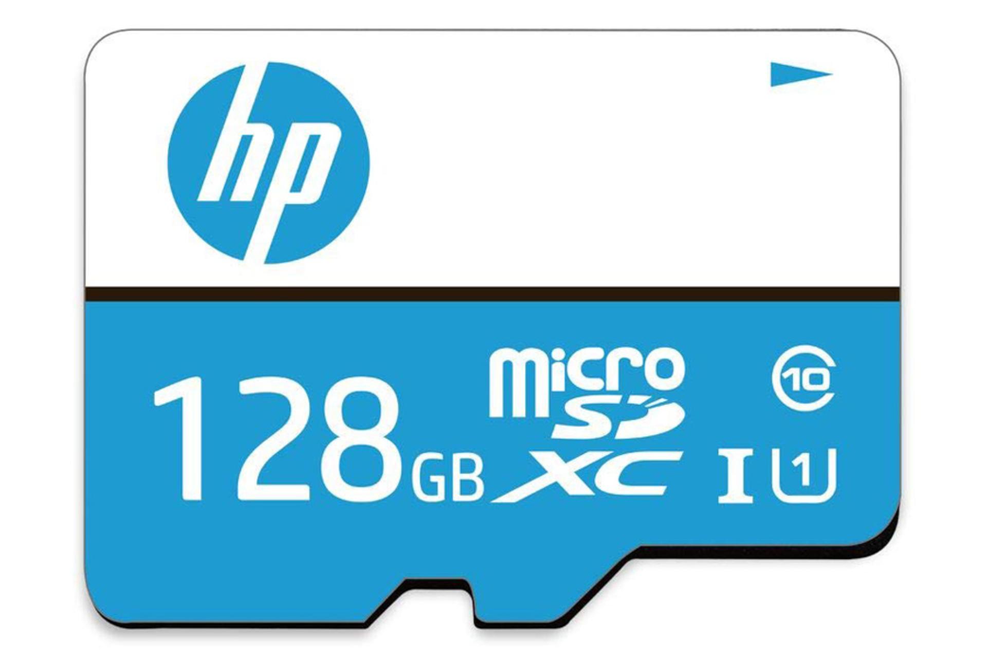 نمای روبرو کارت حافظه اچ پی microSDXC با ظرفیت 128 گیگابایت مدل MX310 کلاس 10