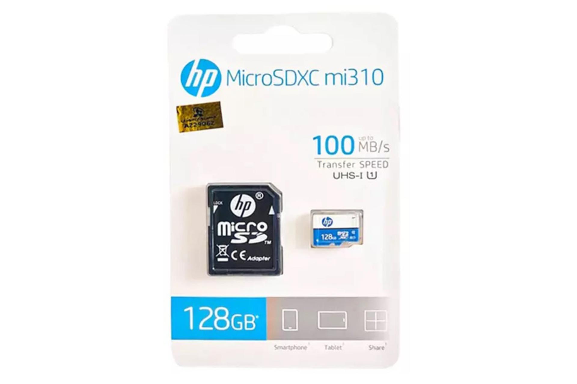 جعبه کارت حافظه اچ پی microSDXC با ظرفیت 128 گیگابایت مدل MX310 کلاس 10