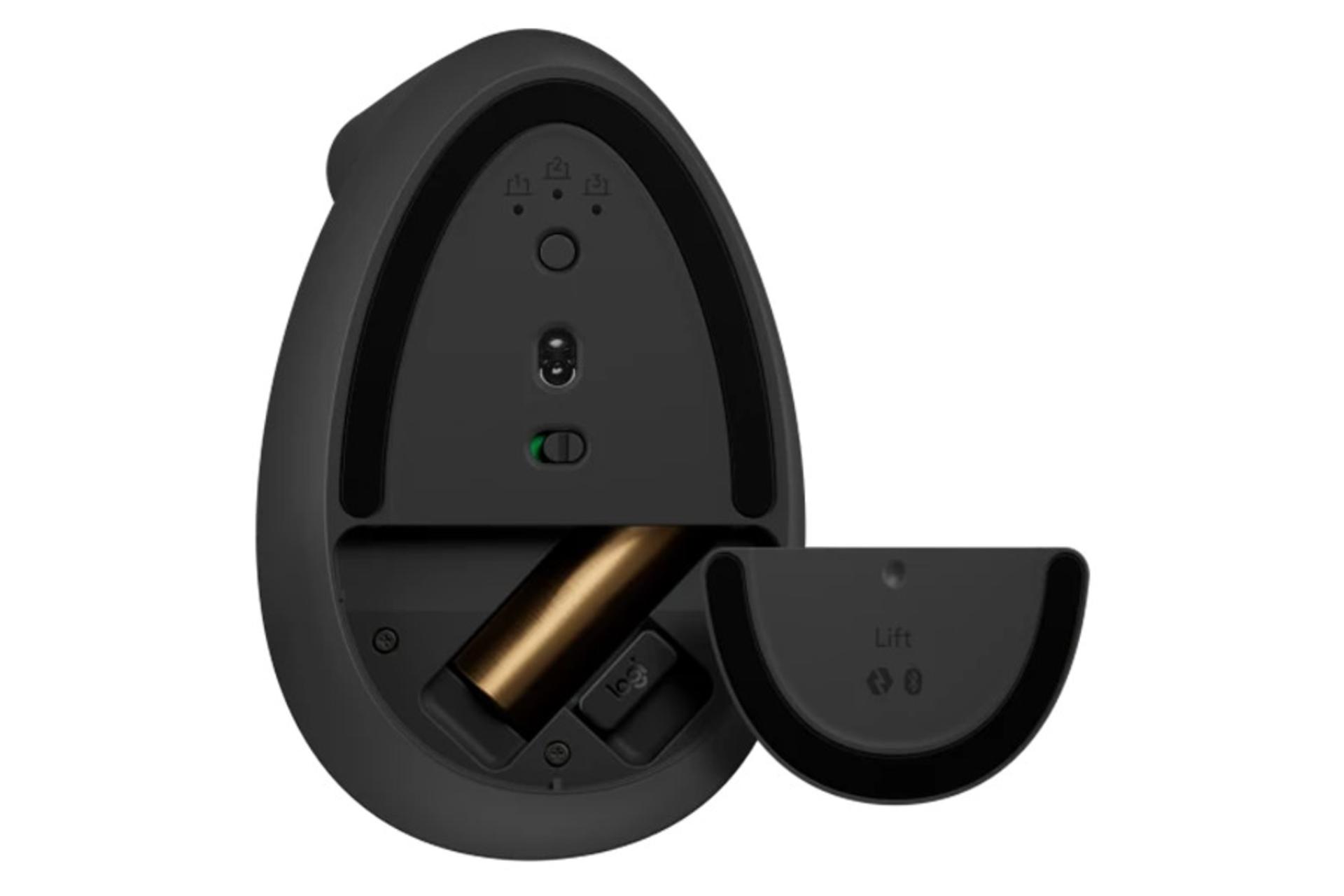نمای پشت و باتری ماوس لاجیتک LIFT