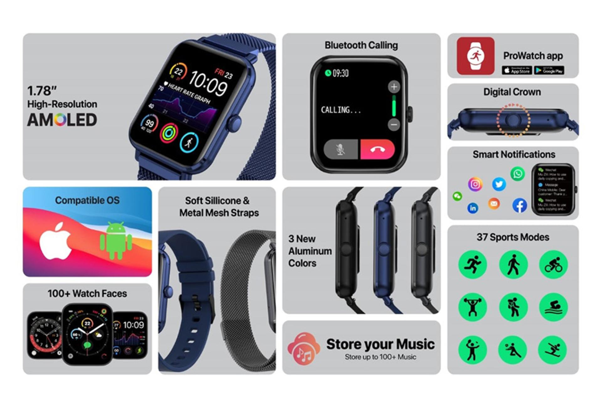 مشخصات ساعت هوشمند پرومیت Promate ProWatch-M18