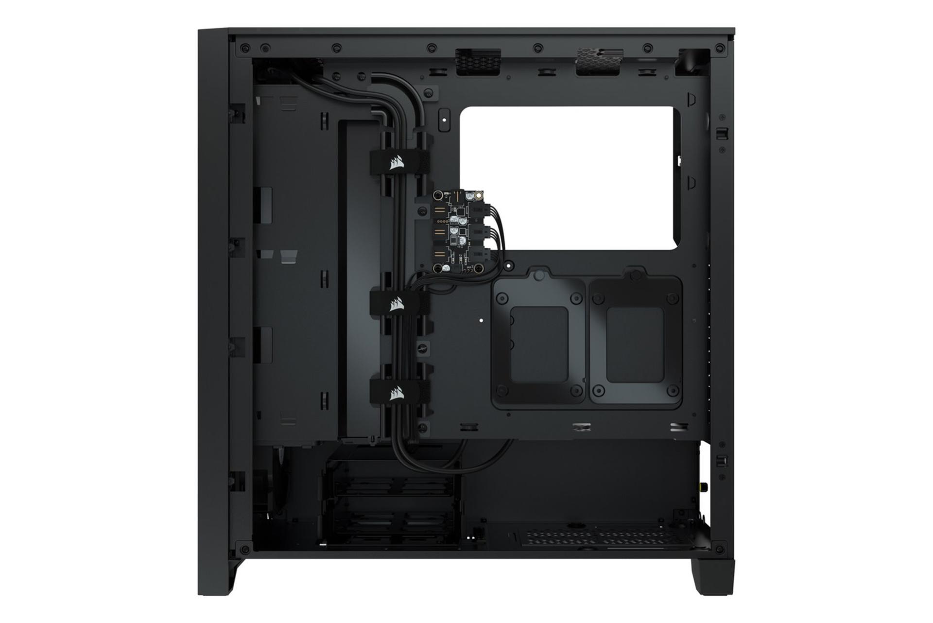نمای داخل سمت راست کیس کامپیوتر کورسیر iCUE 4000X RGB Tempered Glass