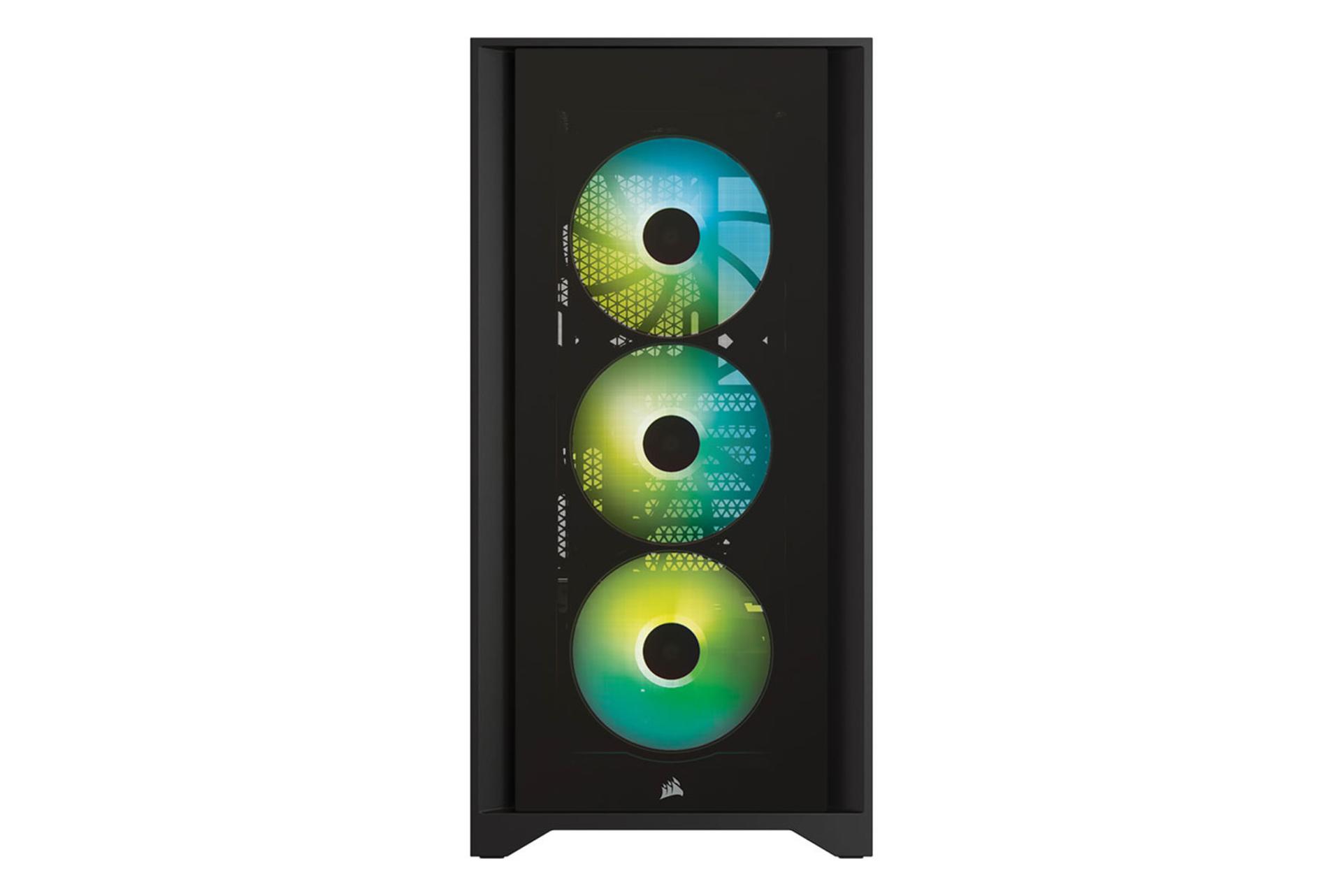 نمای جلوی کیس کامپیوتر کورسیر iCUE 4000X RGB Tempered Glass