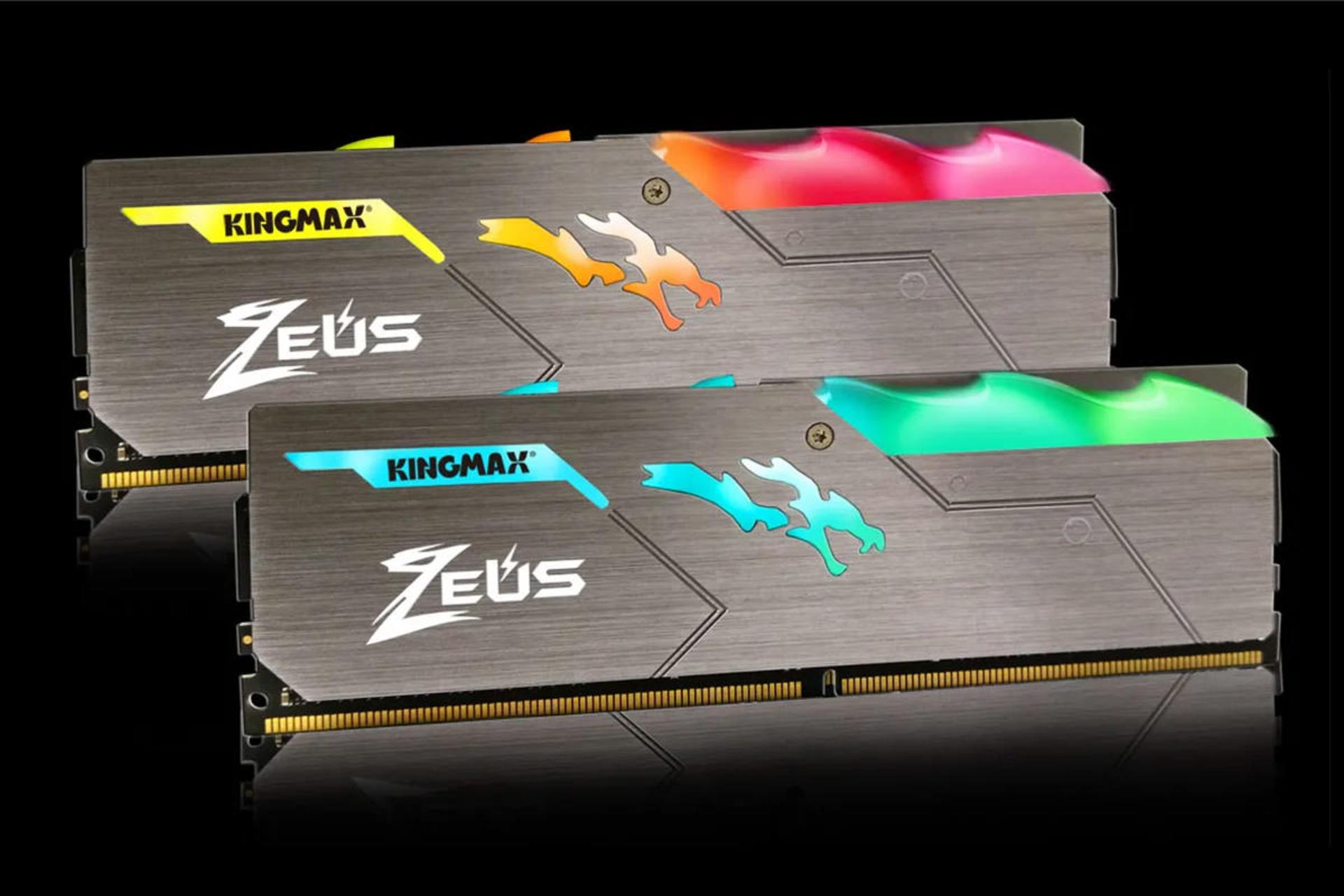 رم کینگ مکس Zeus Dragon RGB ظرفیت 32 گیگابایت (2x16) از نوع DDR4-3200 نمای RGB