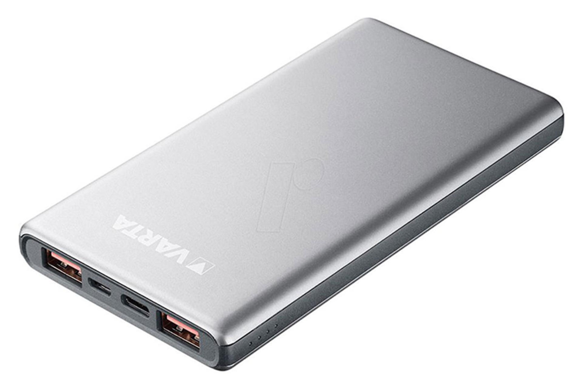 نمای روبرو پاوربانک وارتا Fast Energy با ظرفیت 10000 میلی‌امپر ساعت