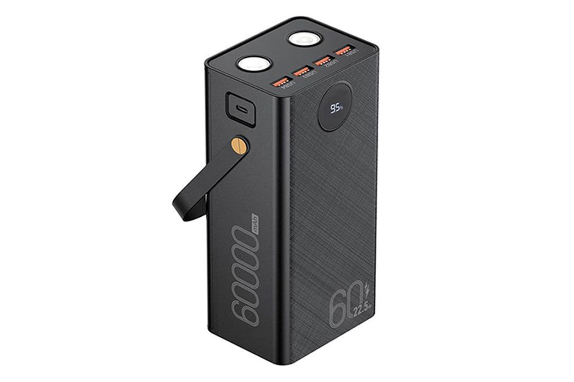 نمای پورت پاوربانک هیسکا QI-600PD با ظرفیت 60000 میلی‌آمپر ساعت