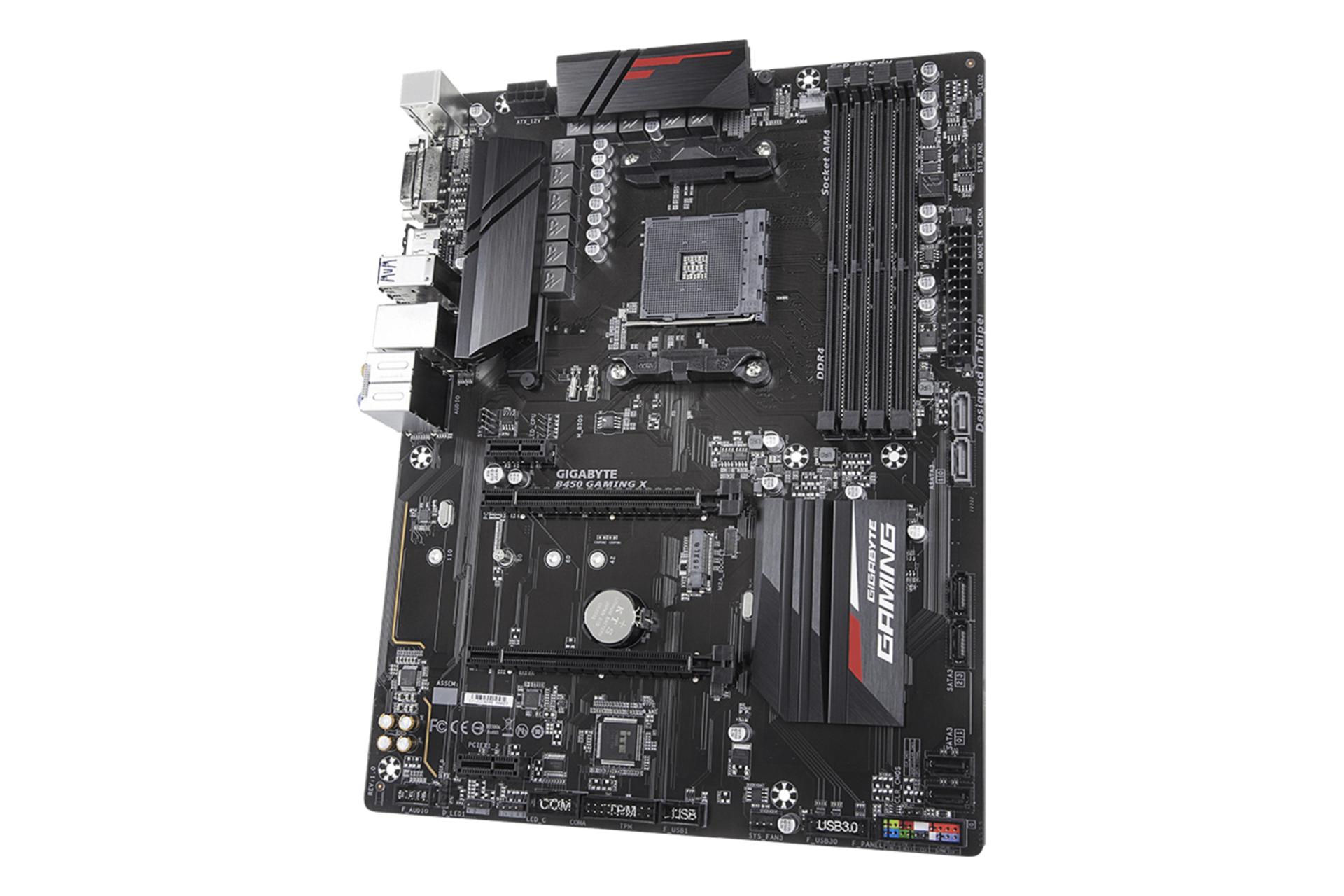 نمای کناری مادربرد گیگابایت GIGABYTE B450 Gaming X (rev. 1.x)