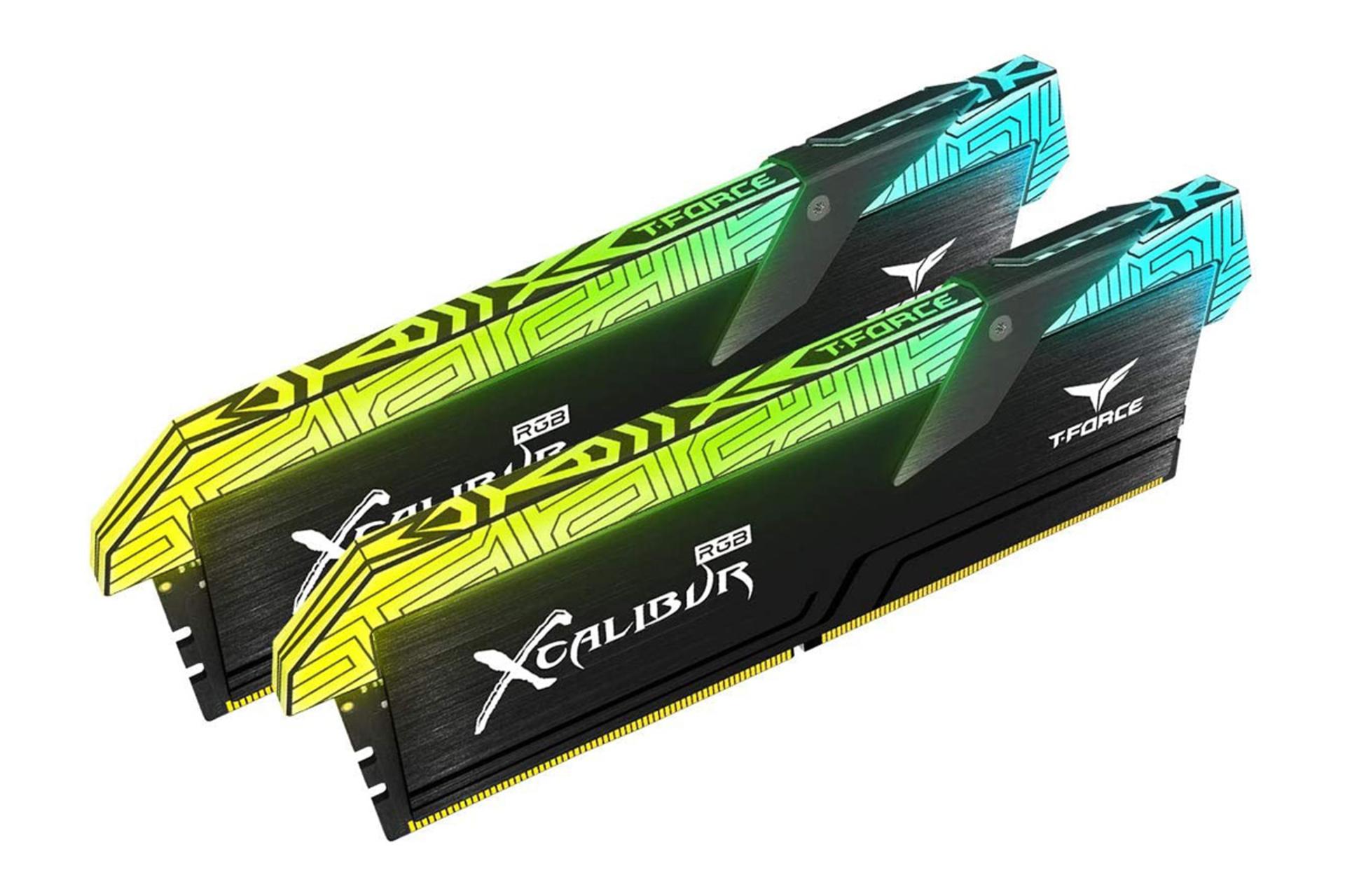 نمای کناری رم تیم گروپ TEAMGROUP T-FORCE XCALIBUR RGB 16GB (2x8) DDR4-3600 CL18