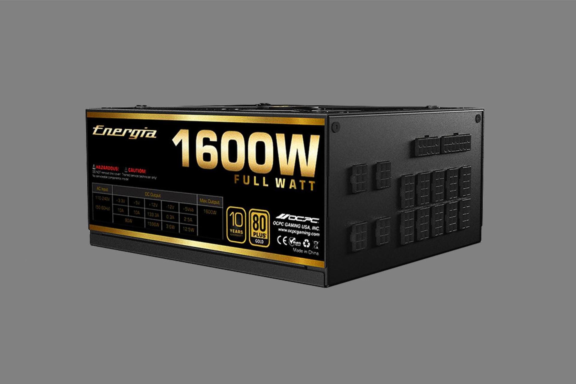 پاور کامپیوتر او سی پی سی GD1600M با توان 1600 وات برچسب مشخصات