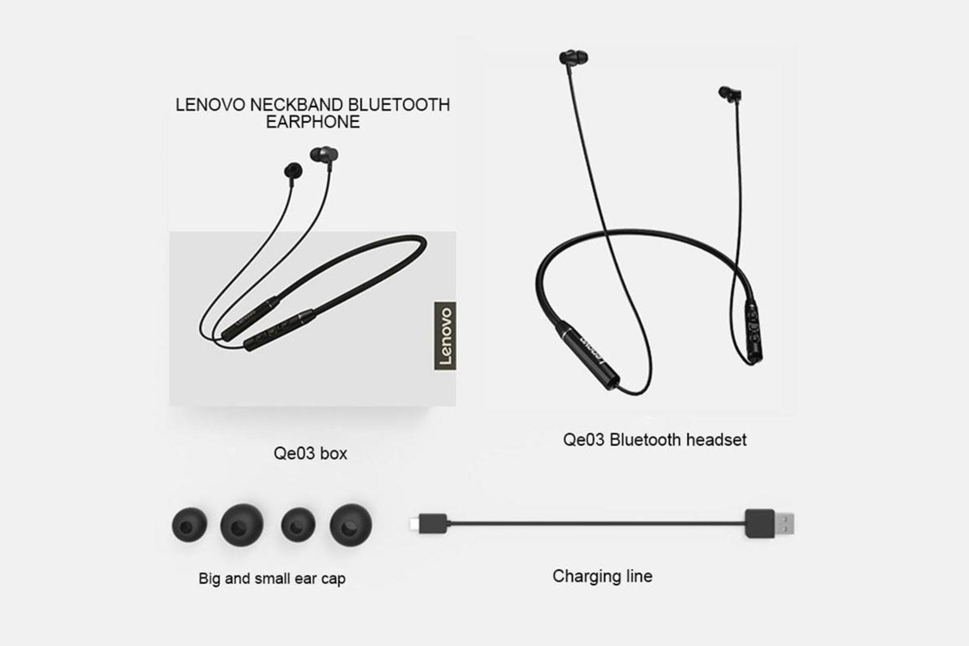 اقلام همراه هدفون بی سیم لنوو Lenovo QE03