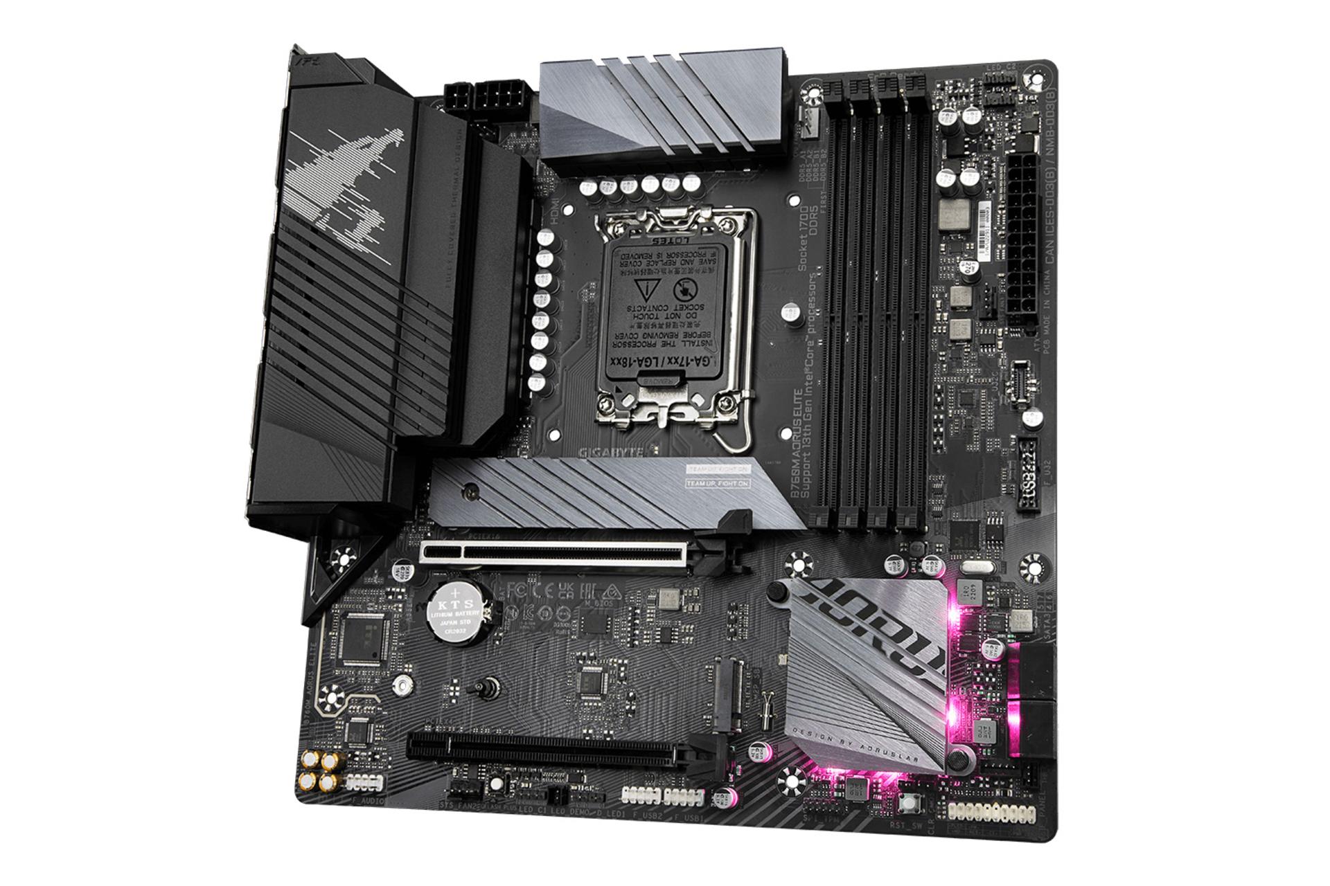 نمای کناری مادربرد گیگابایت GIGABYTE B760M AORUS ELITE (rev. 1.0)