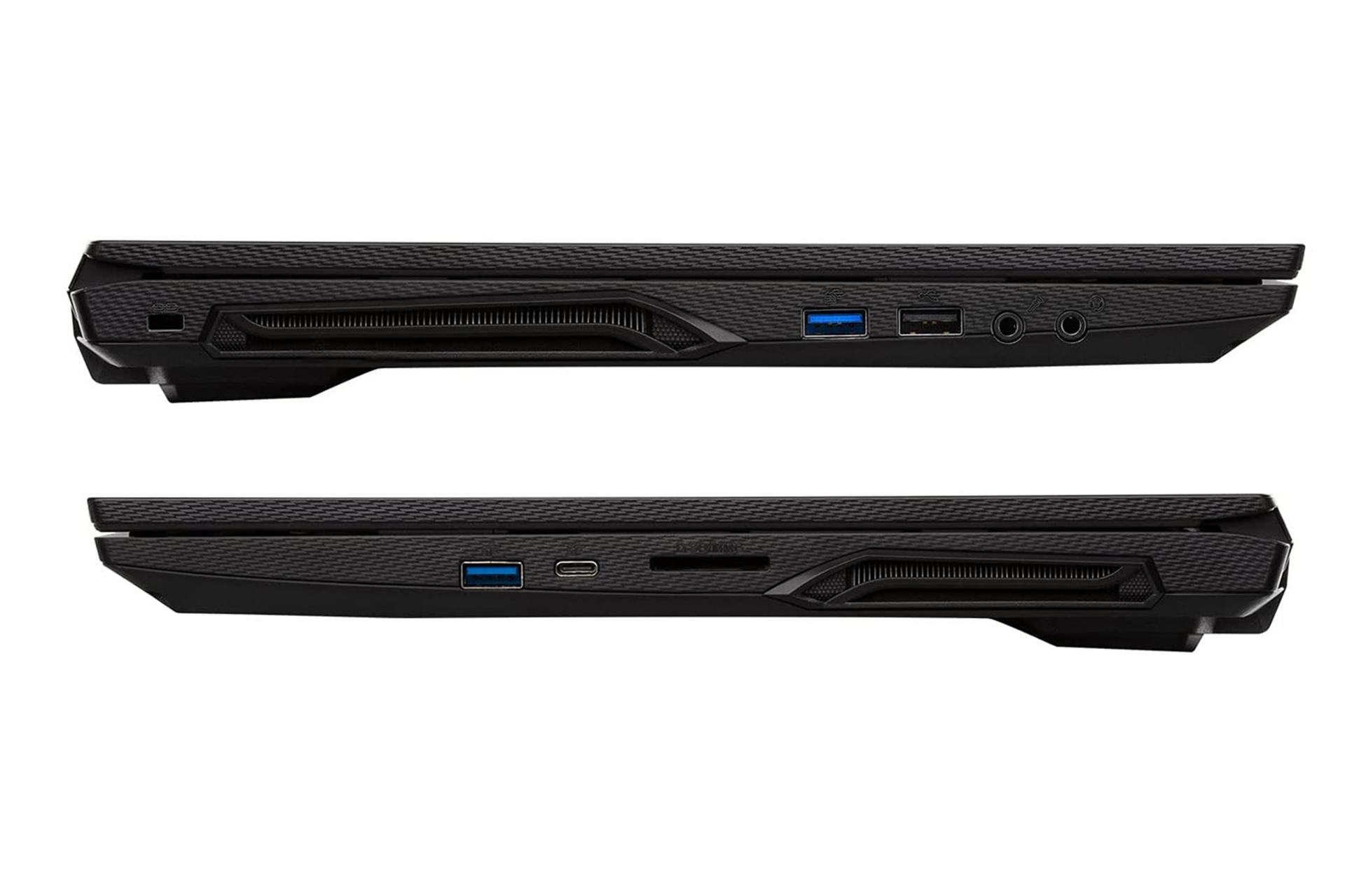 نمای کنار لپ تاپ گیگابایت G5 MD و نمایش پورت ها