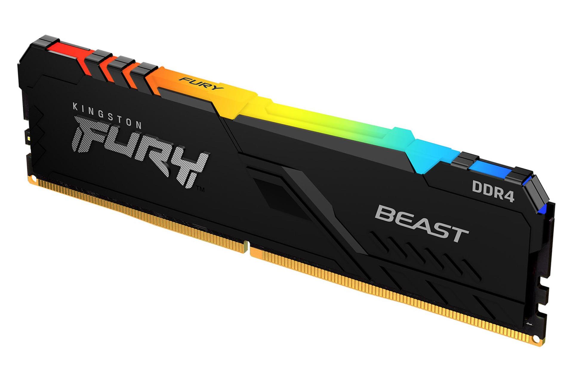 نمای کناری رم کینگستون Kingston FURY Beast RGB 8GB DDR4-3200 CL16
