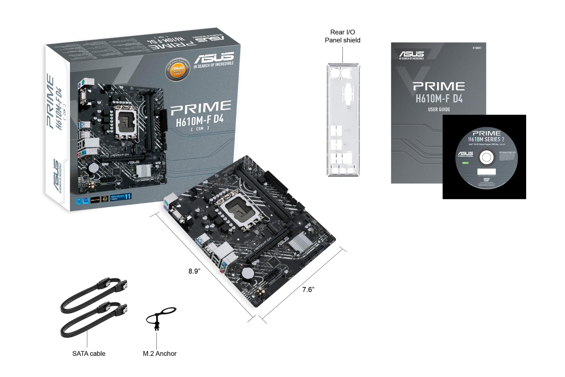 اقلام همراه مادربرد ایسوس ASUS PRIME H610M-F D4-CSM