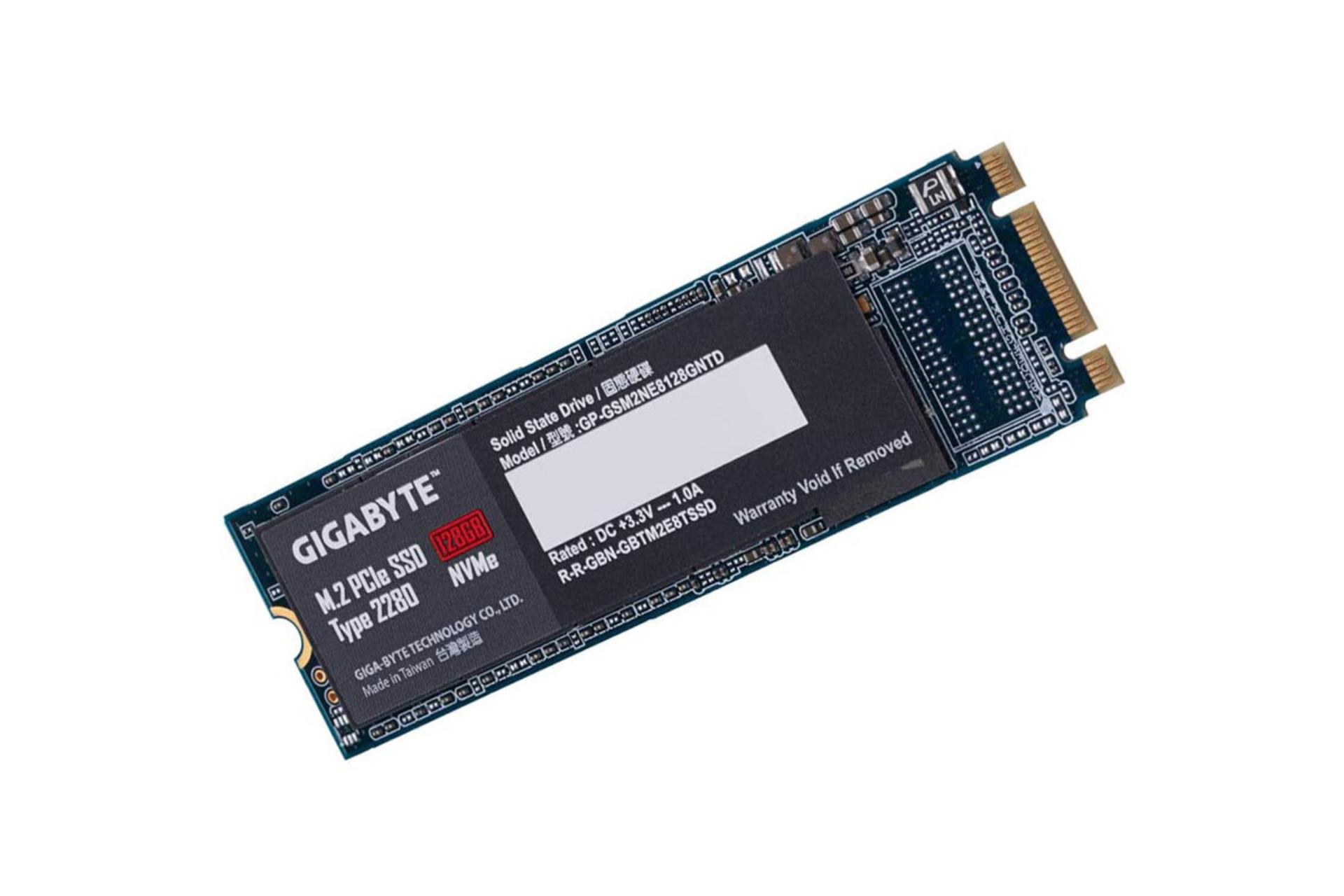 نمای جانبی SSD گیگابایت NVMe M.2 ظرفیت 128 گیگابایت