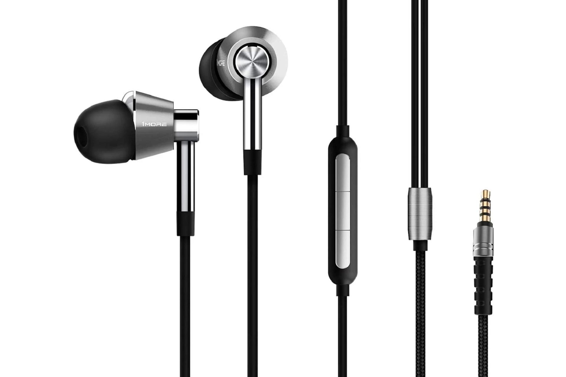 کنترل کننده صدا هدفون وان مور 1MORE Triple Driver In-Ear Headphones نقره ای