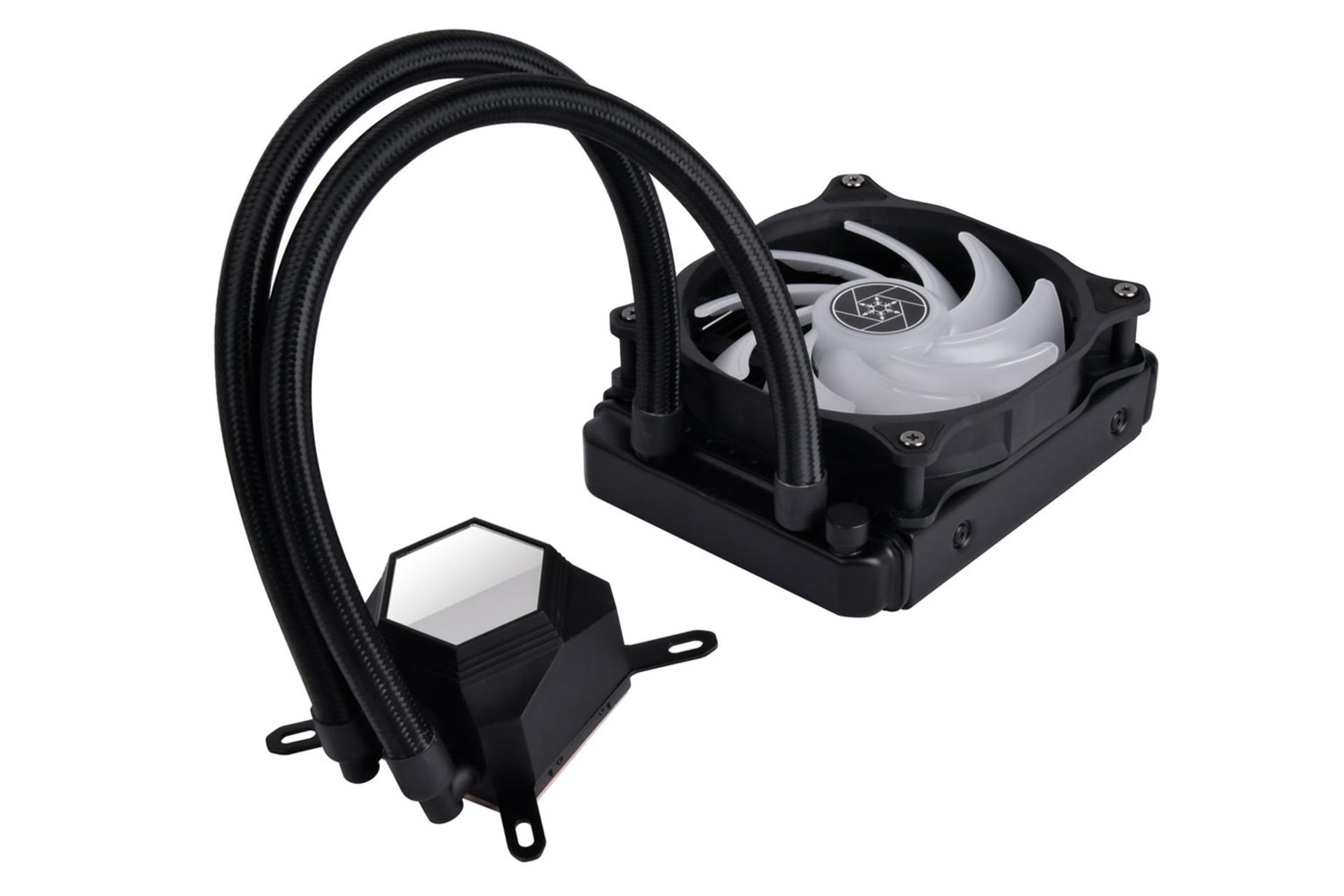 نمای جانبی خنک کننده مایع سیلور استون PF120-ARGB