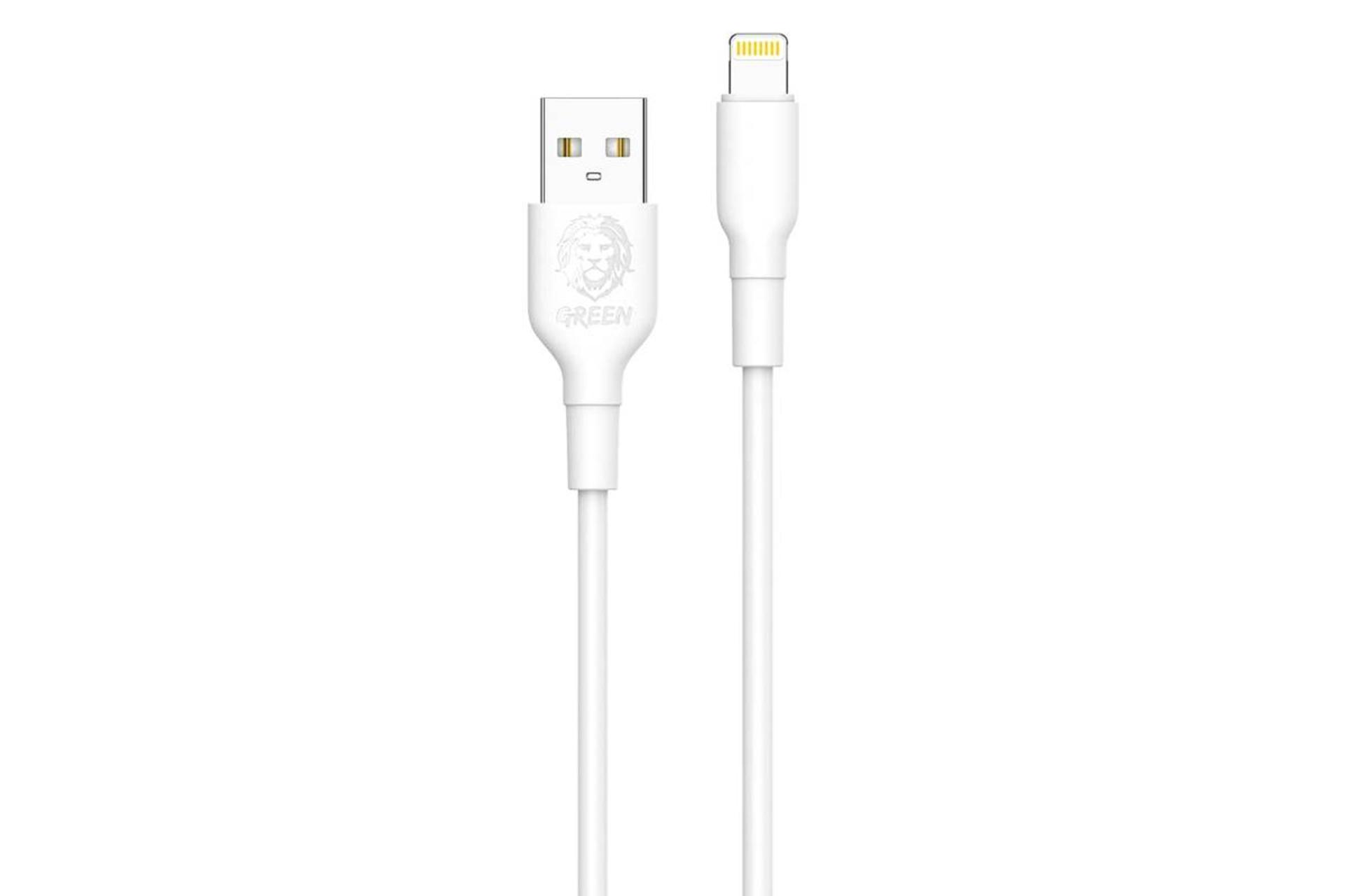 کابل شارژ USB گرین لیون Type-A به Lightning مدل GNCIPH2WH با طول 3 متر سفید