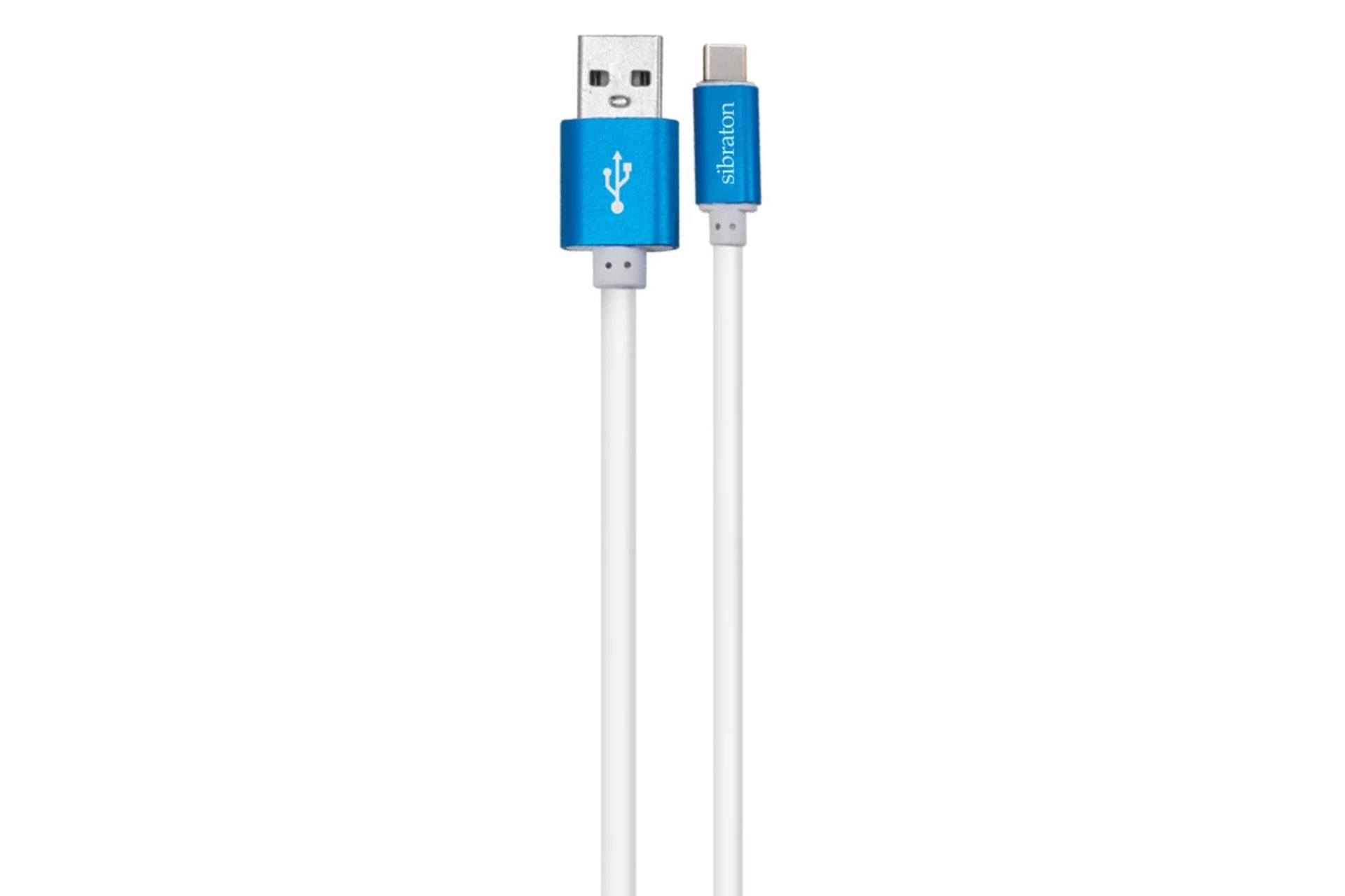 کابل شارژ USB سیبراتون Type-A به Type-C مدل Sibraton S221C با طول 1.2 متر آبی