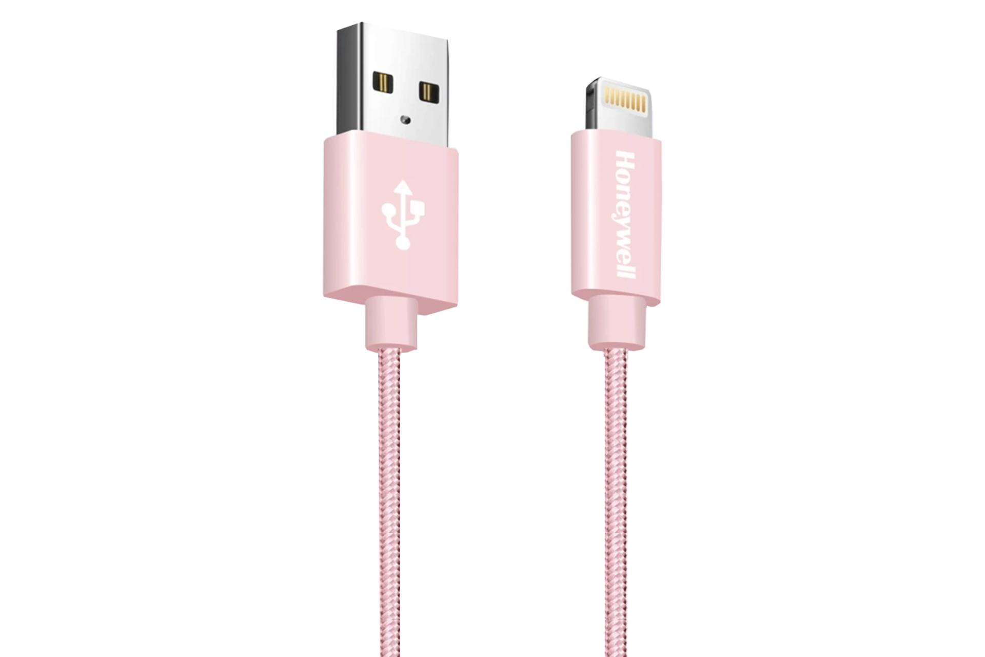 کابل شارژ USB هانیول Type-A به Lightning مدل HC000021 با طول 1.2 متر صورتی