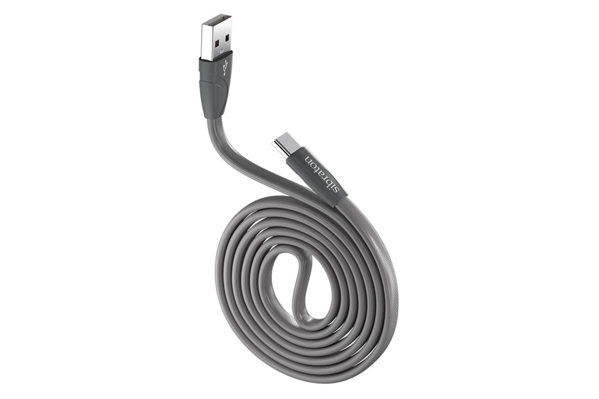 کابل شارژ USB سیبراتون Type-A به Type-C مدل Sibraton S222C با طول 1.2 متر خاکستری