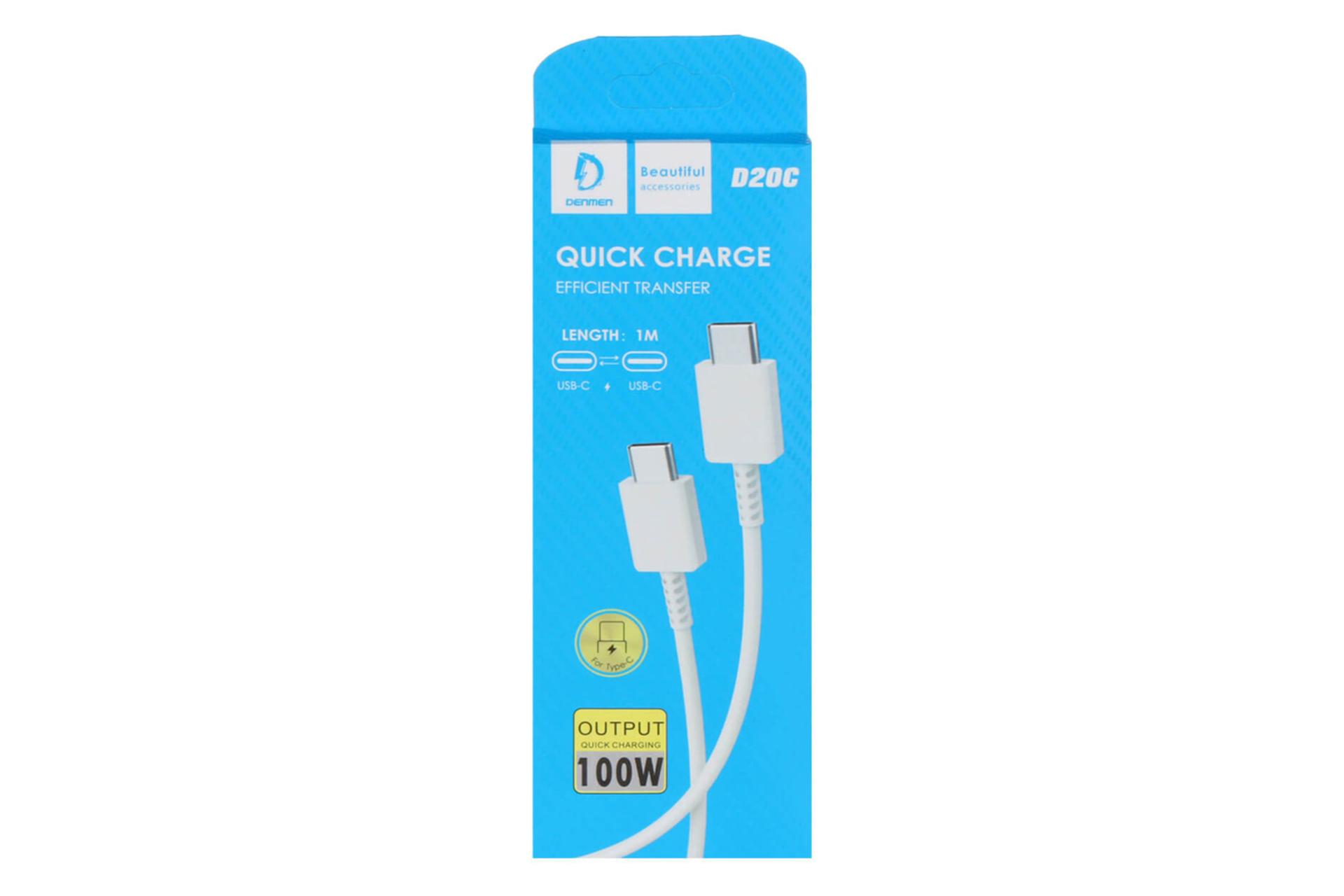جعبه کابل شارژ USB دنمن Type-C به Type-C مدل D20C با طول 1 متر