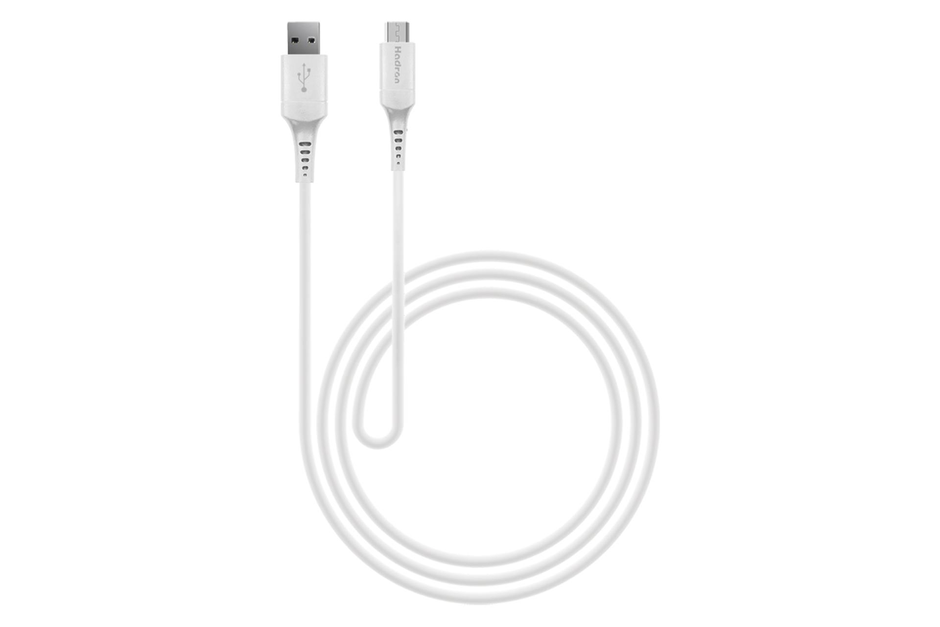 کابل شارژ USB هادرون Type-A به Micro-USB مدل HTC-A-U01 با طول 1 متر سفید