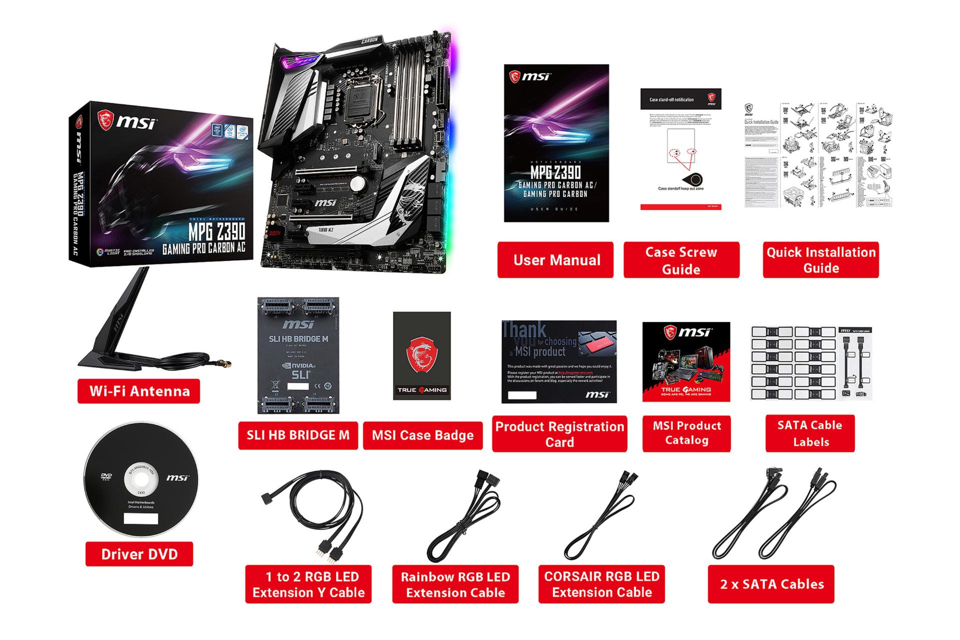 اقلام همراه مادربرد ام اس آی MSI MPG Z390 GAMING PRO CARBON AC