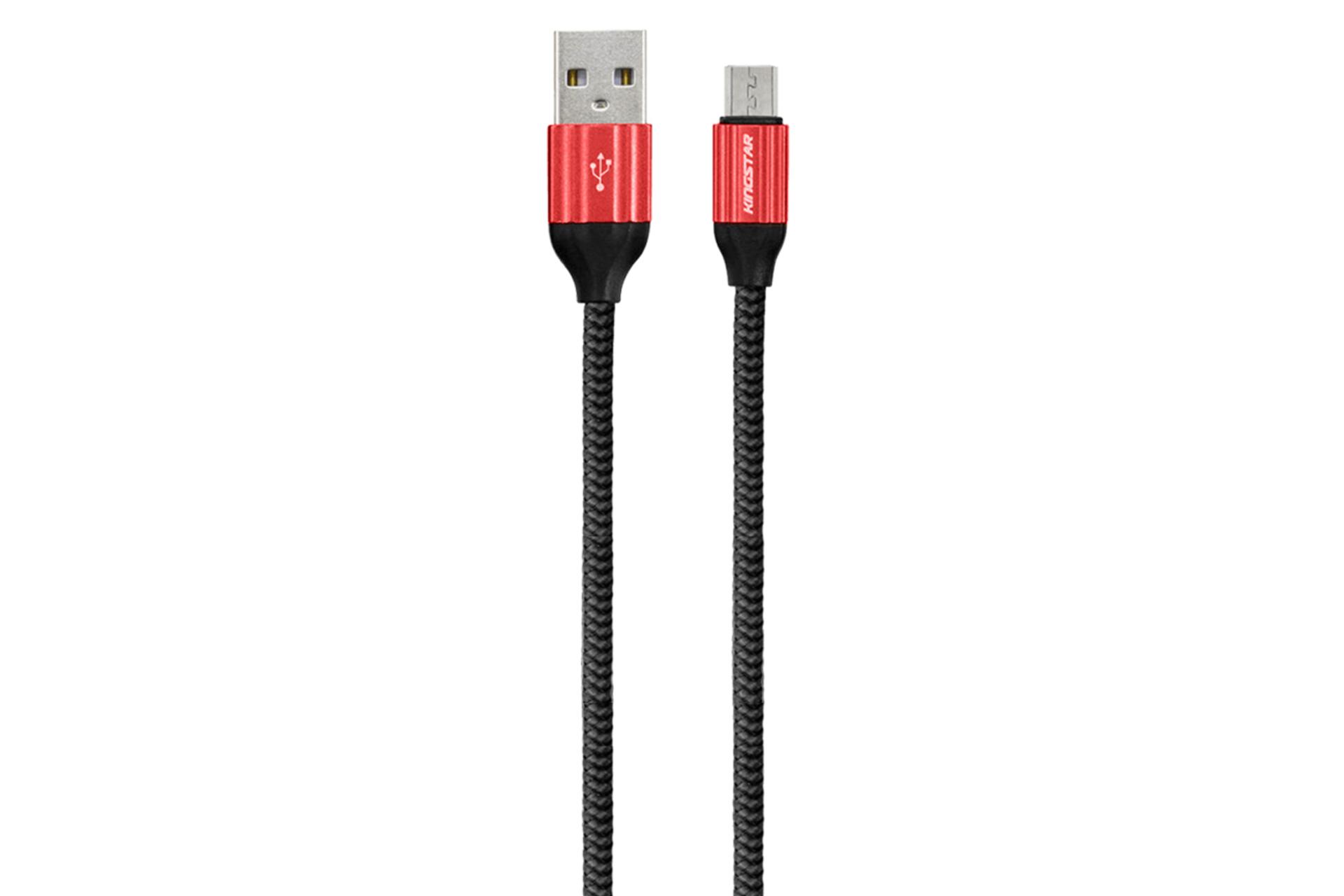 کابل شارژ USB کینگ استار Type-A به Micro-USB مدل K21 A با طول 1 متر قرمز