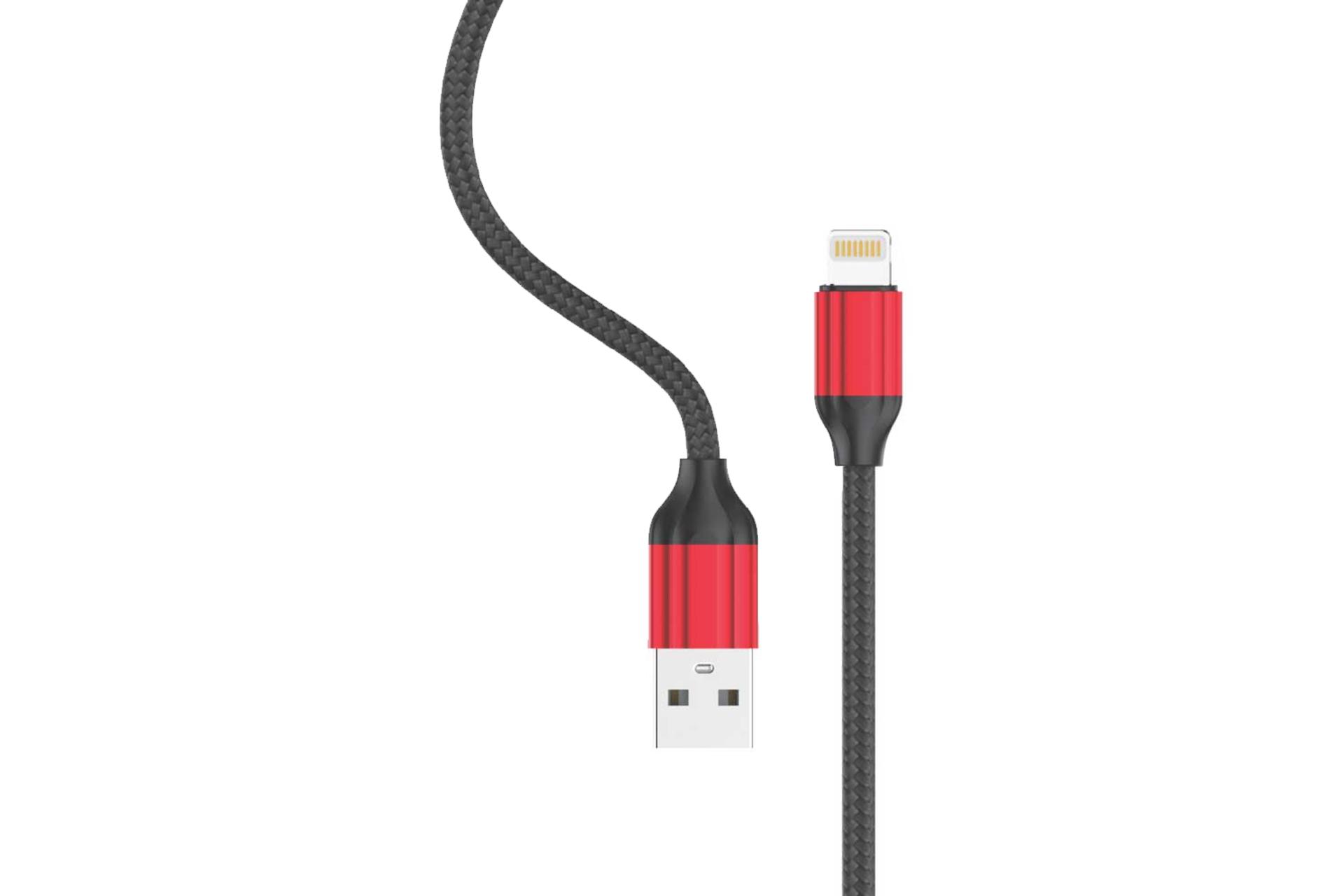 کابل شارژ USB کینگ استار Type-A به Lightning مدل K21 i با طول 1 متر قرمز