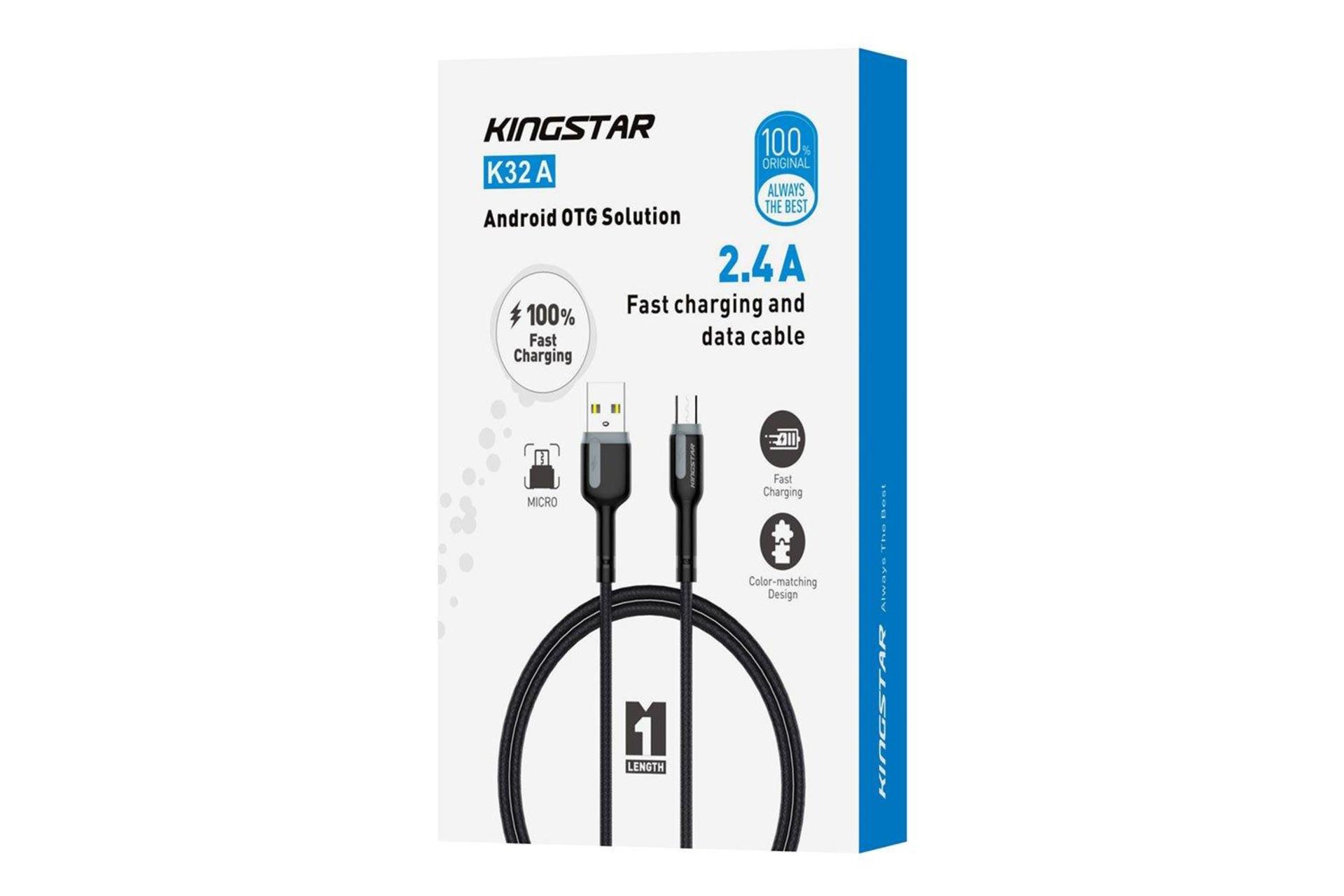 جعبه کابل شارژ USB کینگ استار Type-A به Micro-USB مدل K42 A با طول 1 متر